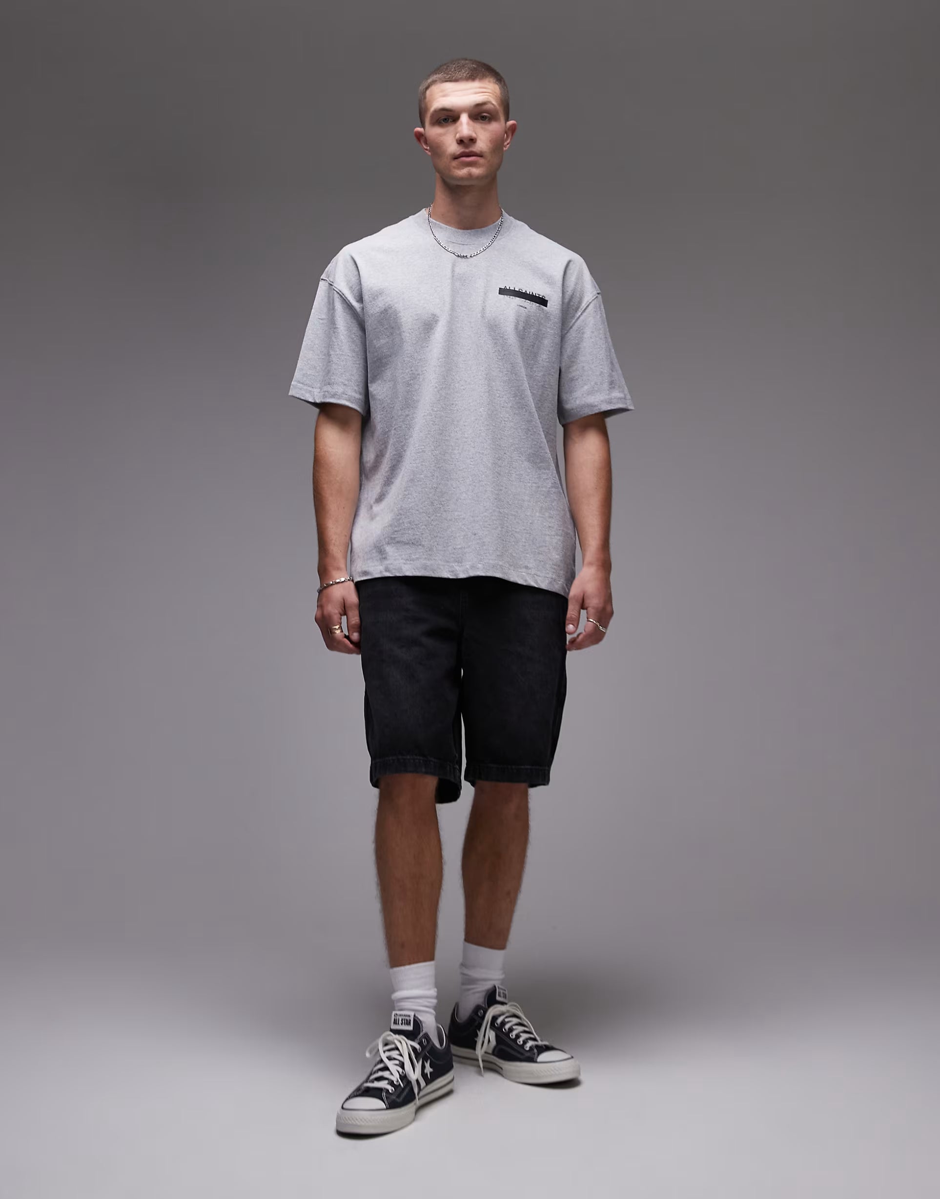 AllSaints - Redact Oversized Embroidered Logo T-shirt