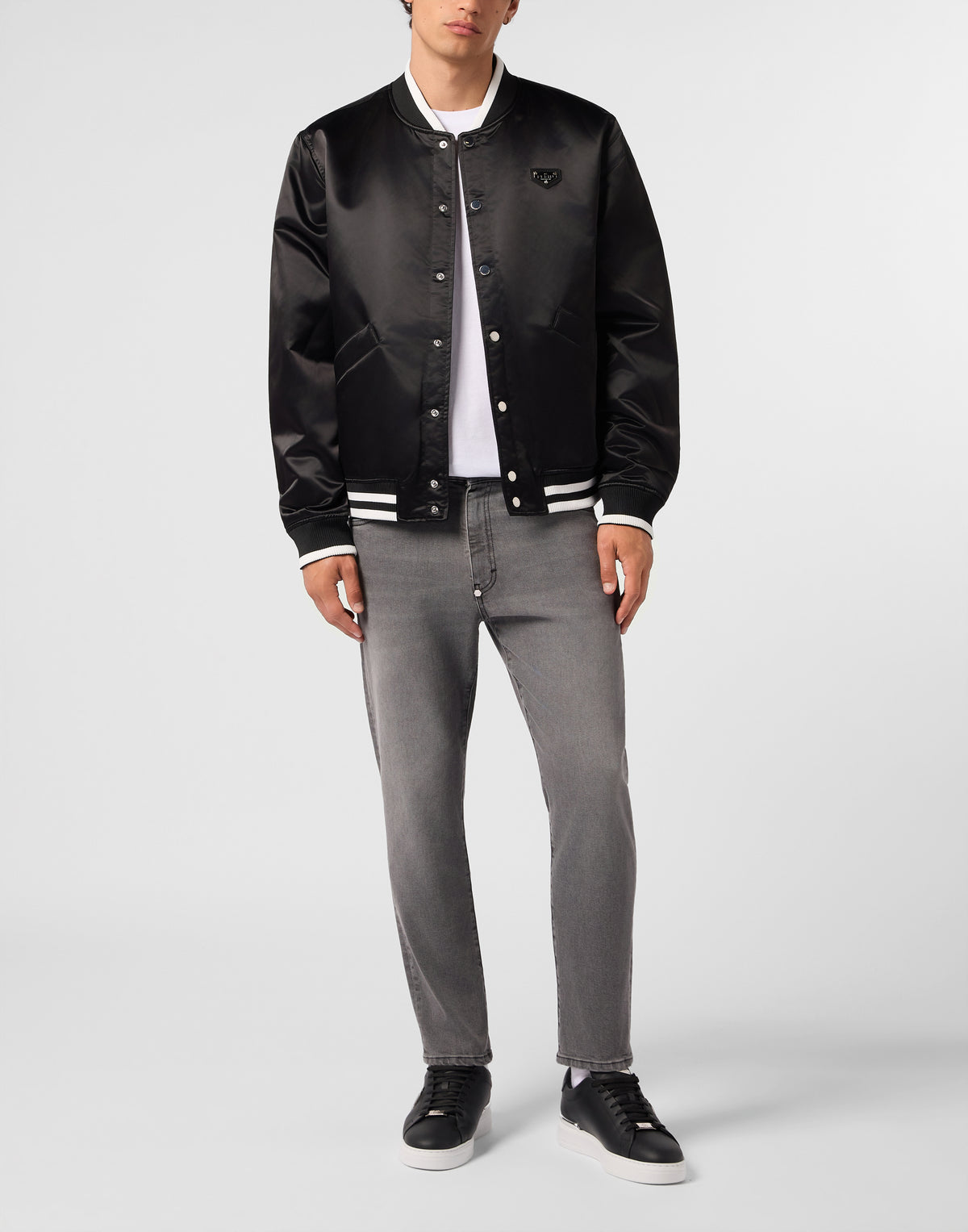 PHILIPP PLEIN - Satin College Bomber Plein Logo