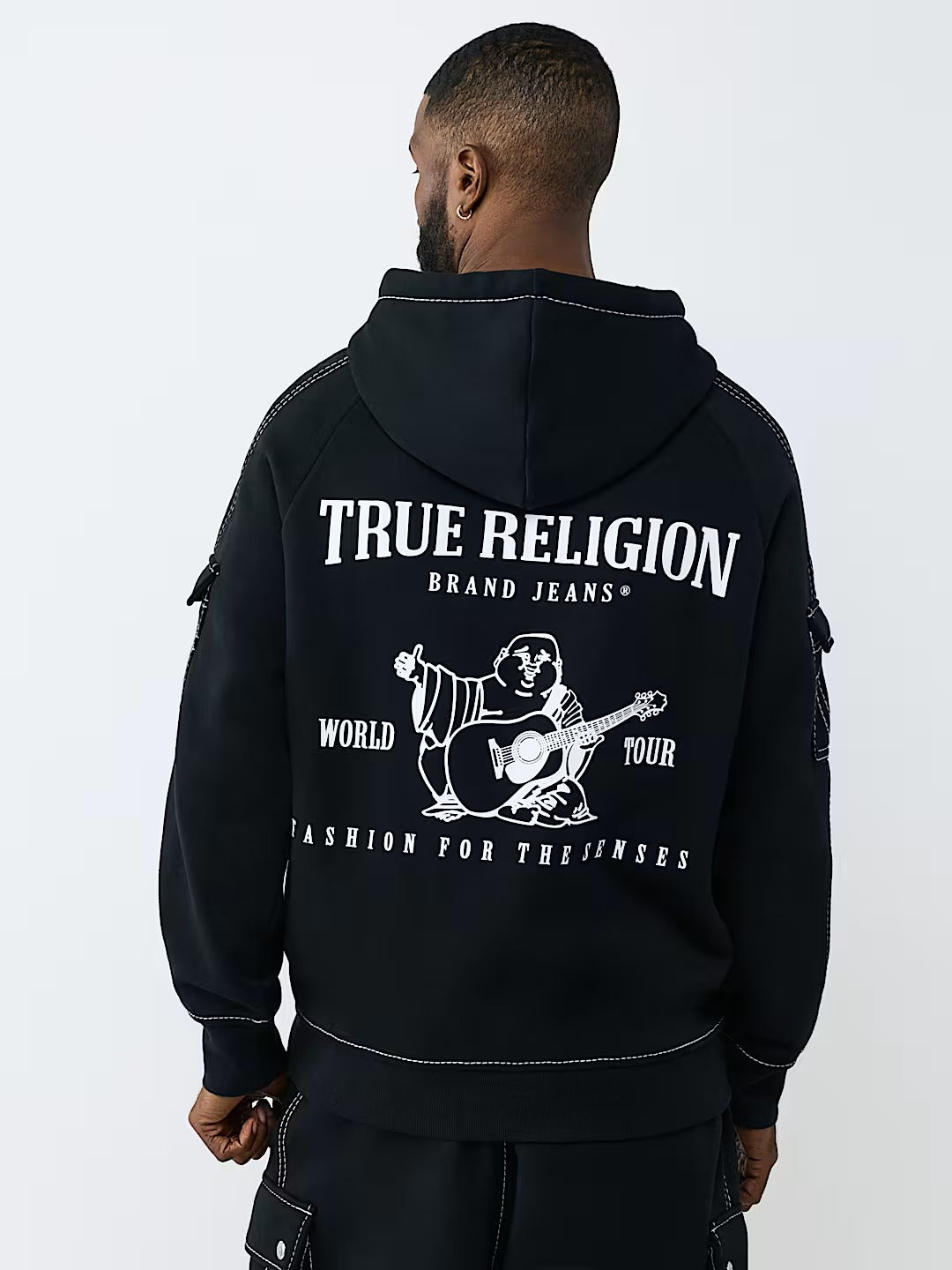 True Religion - Mesh Panel Big T Cargo Hoodie