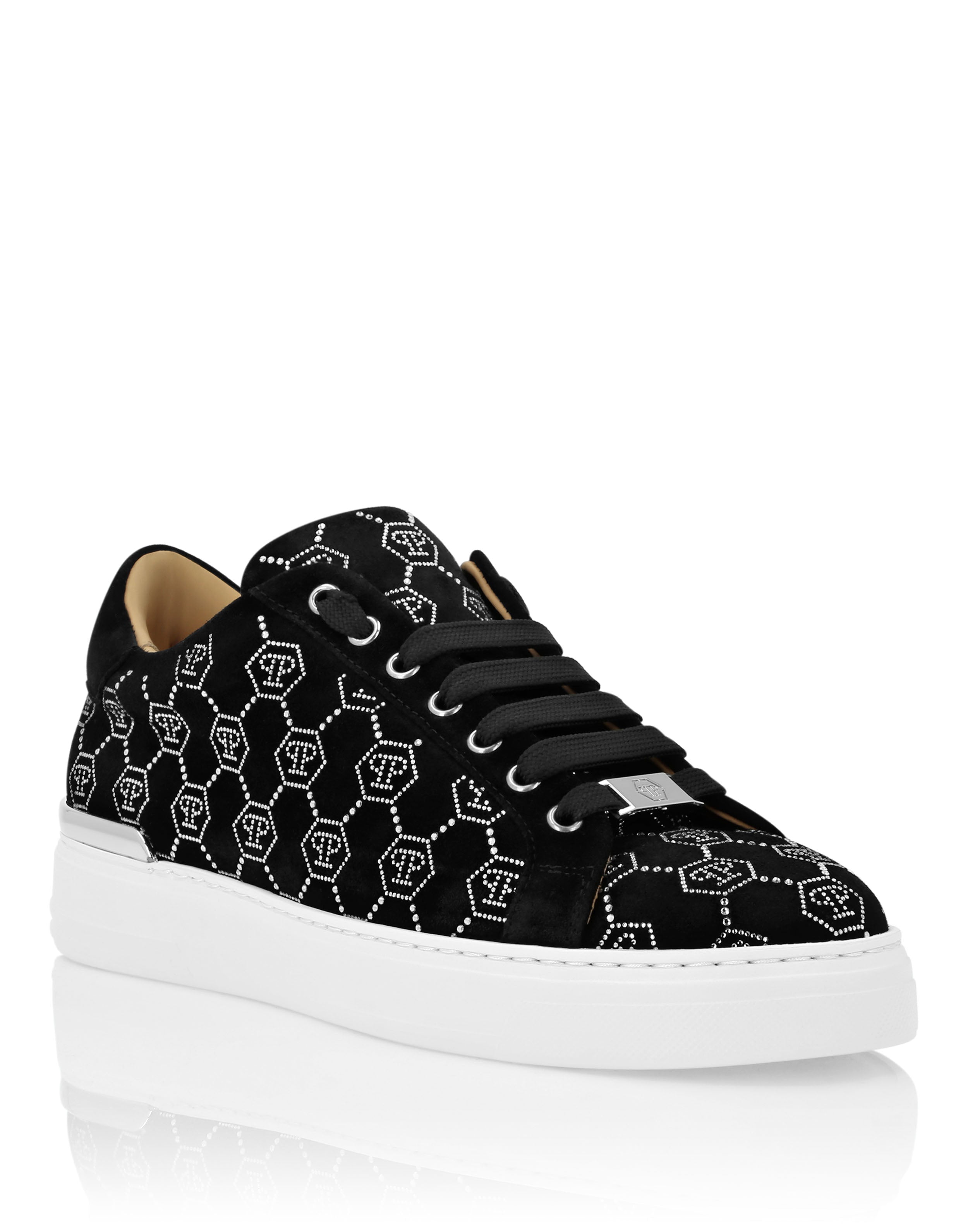 PHILIPP PLEIN  - Nappa Leather Lo-Top Sneakers Strass Monogram