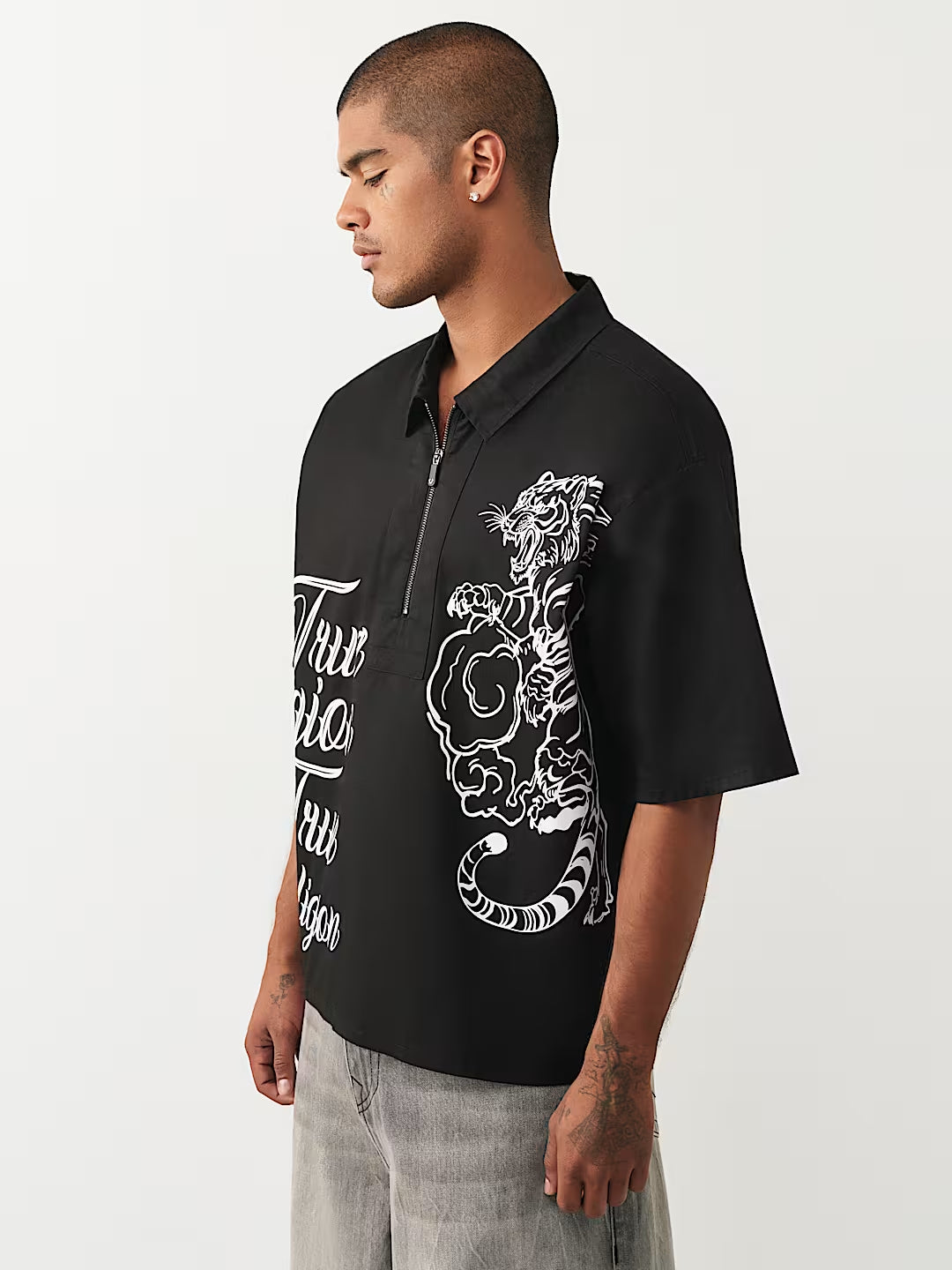 True Religion - Half-Zip Tiger Shirt