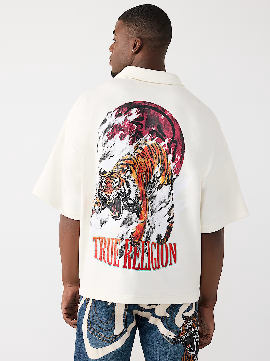 True Religion - Tiger Logo Oversized Polo Shirt