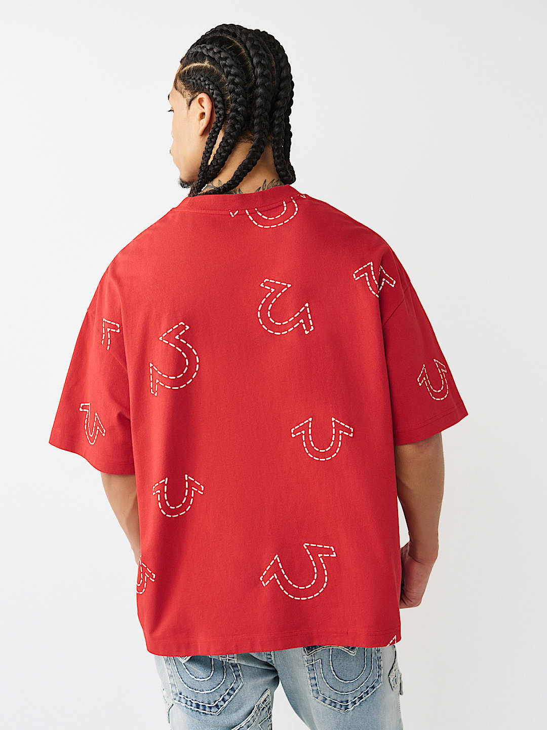 True Religion - Horseshoe Print Logo Heavyweight Oversized Tee