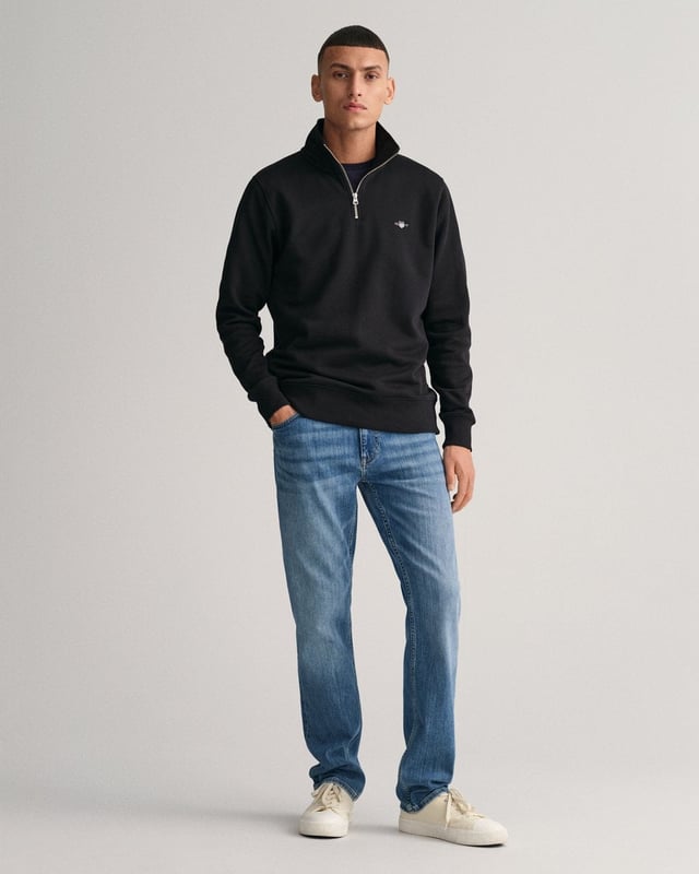 GANT - Mens Regular Fit Shield Logo Half Zip Sweatshirt