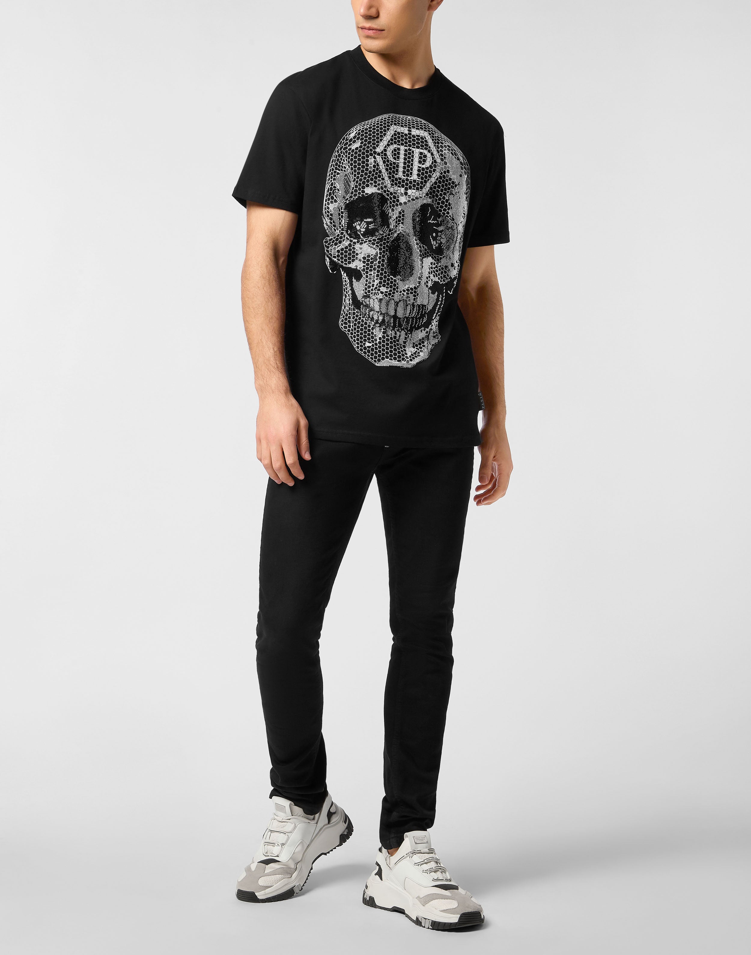 PHILIPP PLEIN - Round Neck T-Shirt Skull Strass