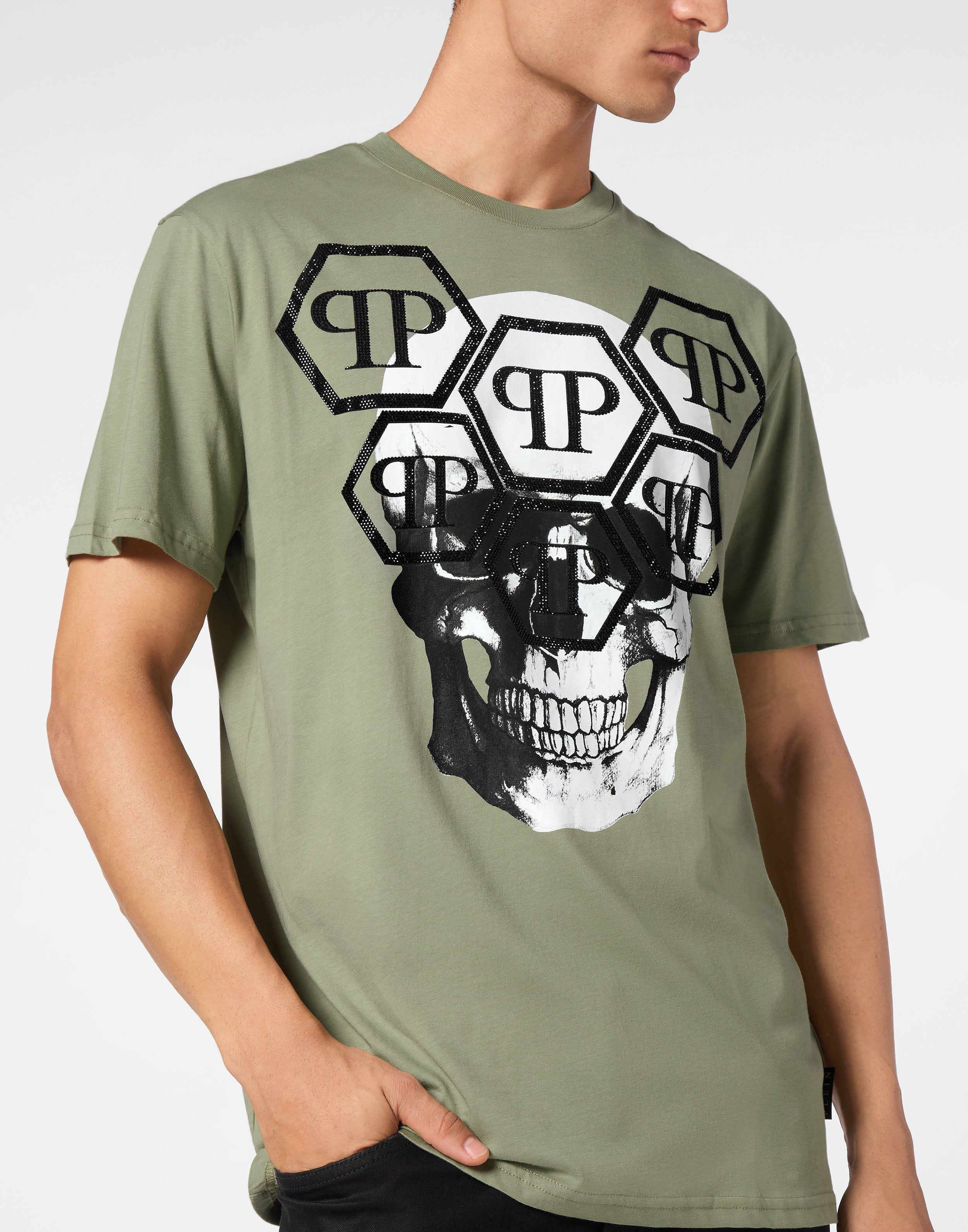 PHILIPP PLEIN - T-shirt Round Neck SS Stones Skull