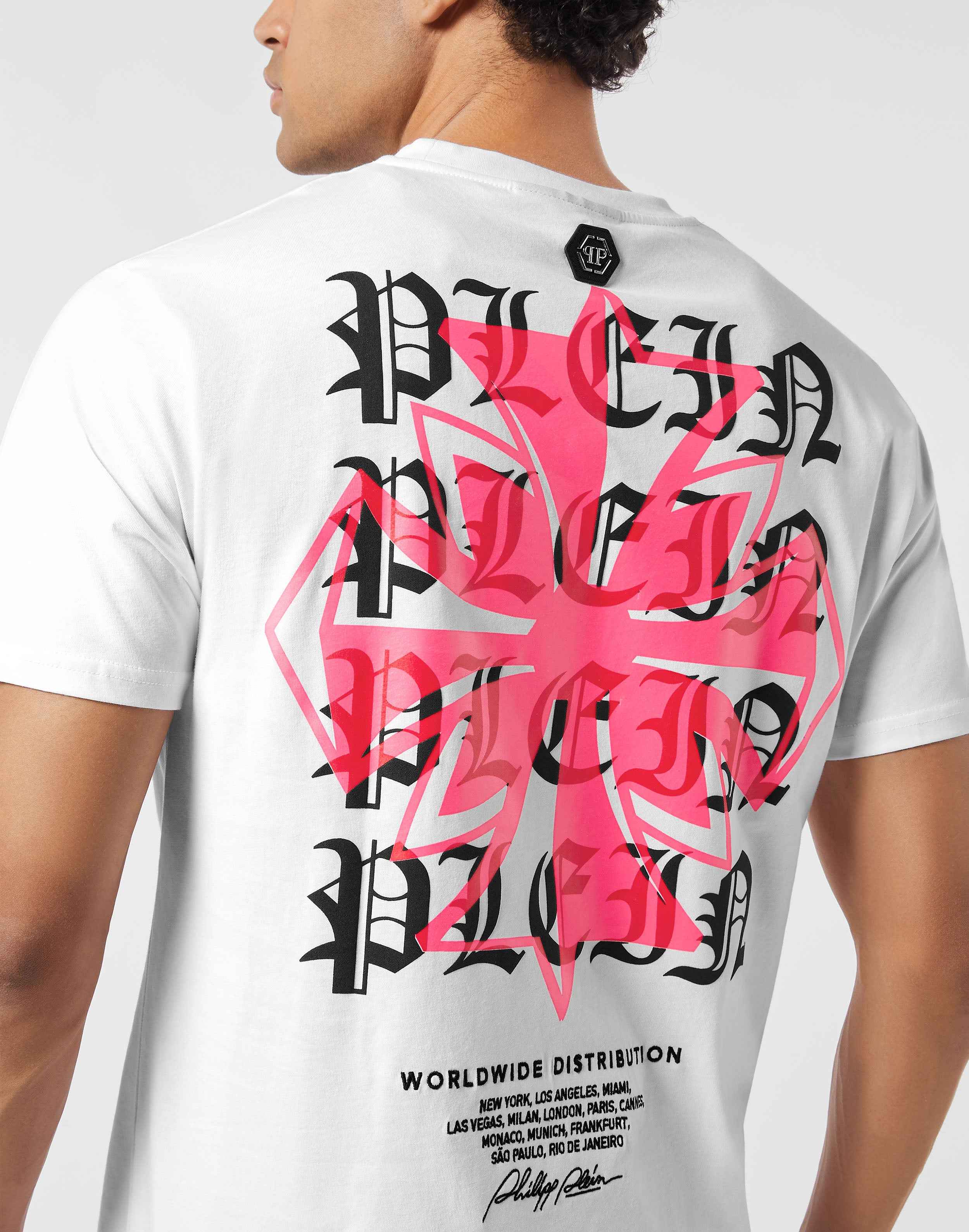 PHILIPP PLEIN - Round Neck T-Shirt Worldwide Puffy Crest