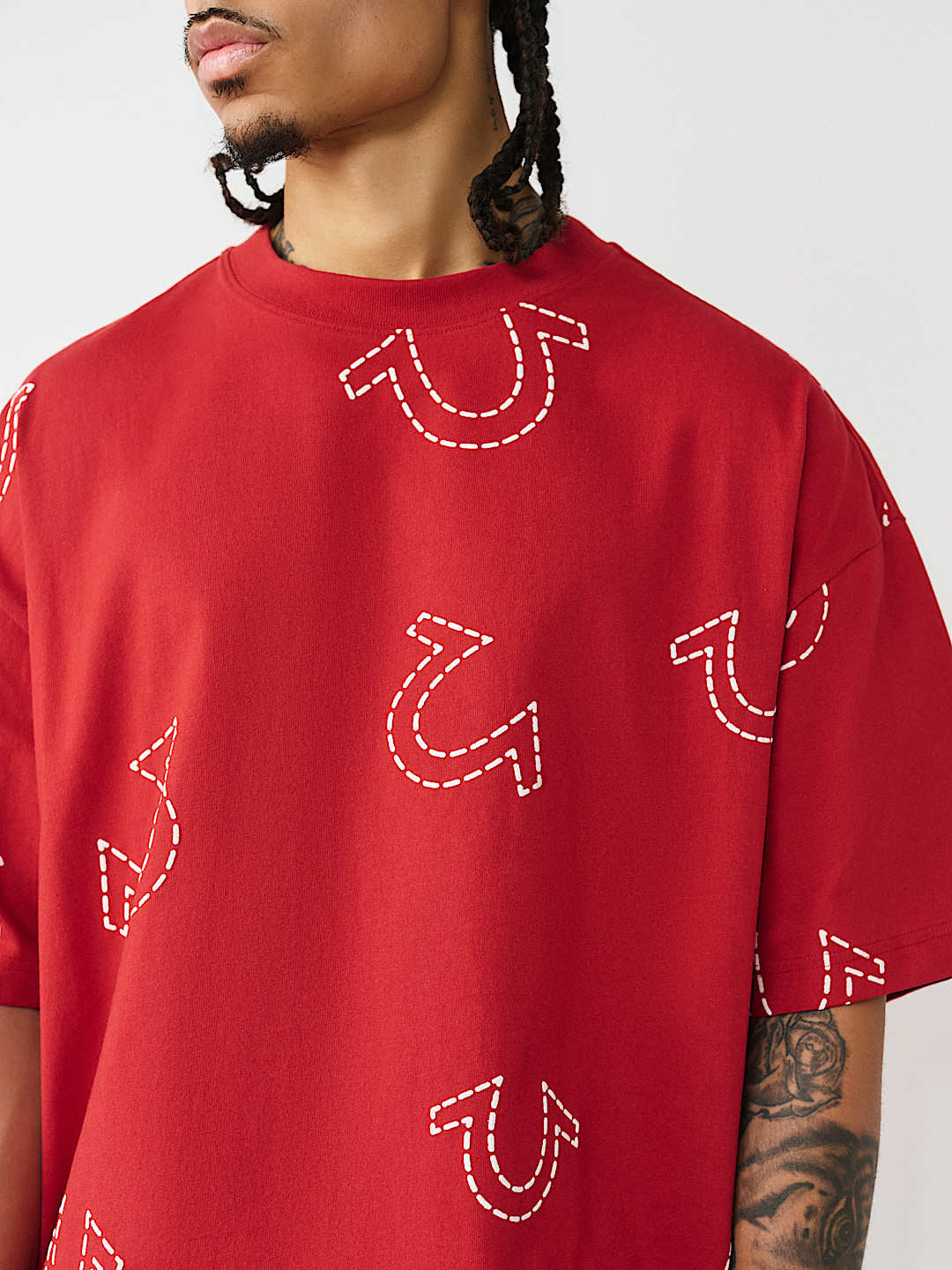 True Religion - Horseshoe Print Logo Heavyweight Oversized Tee
