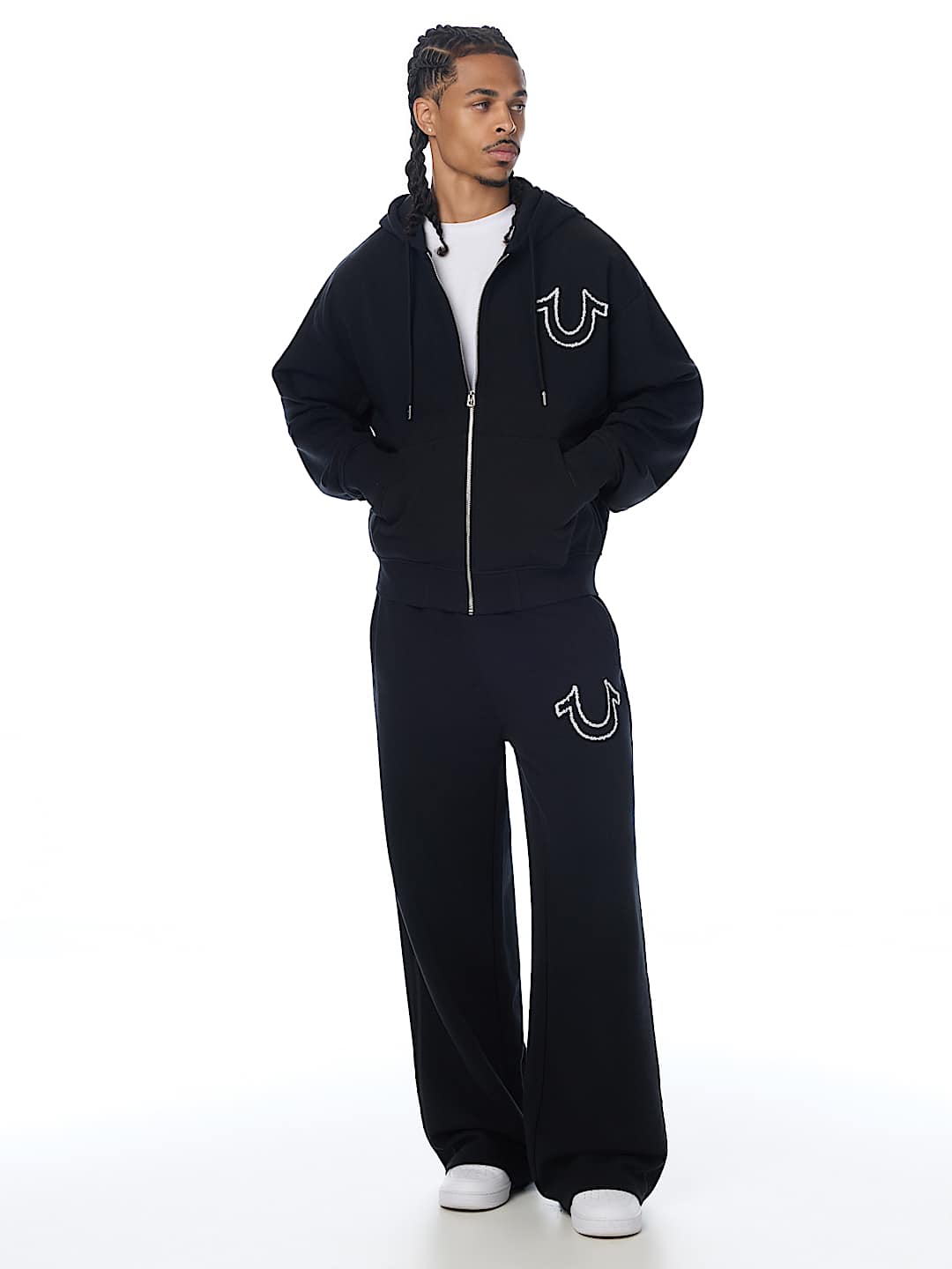 True Religion - Ribbed Boxy Zip Hoodie