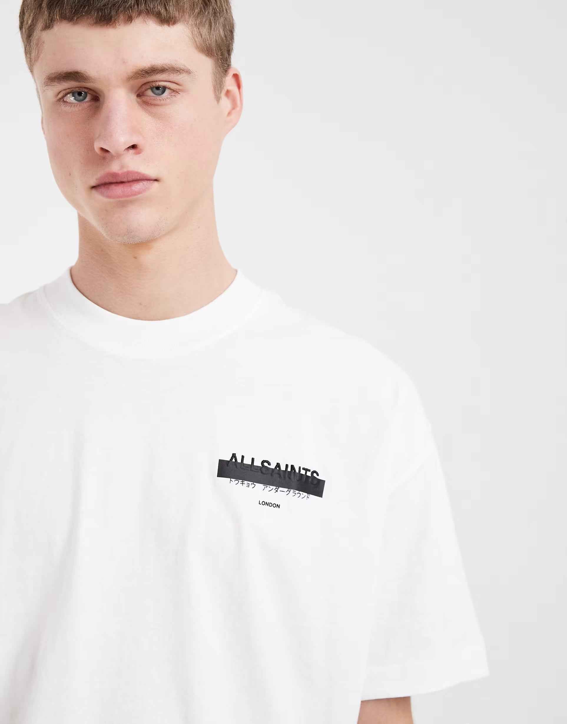 AllSaints - Redact oversized embroidered logo t-shirt