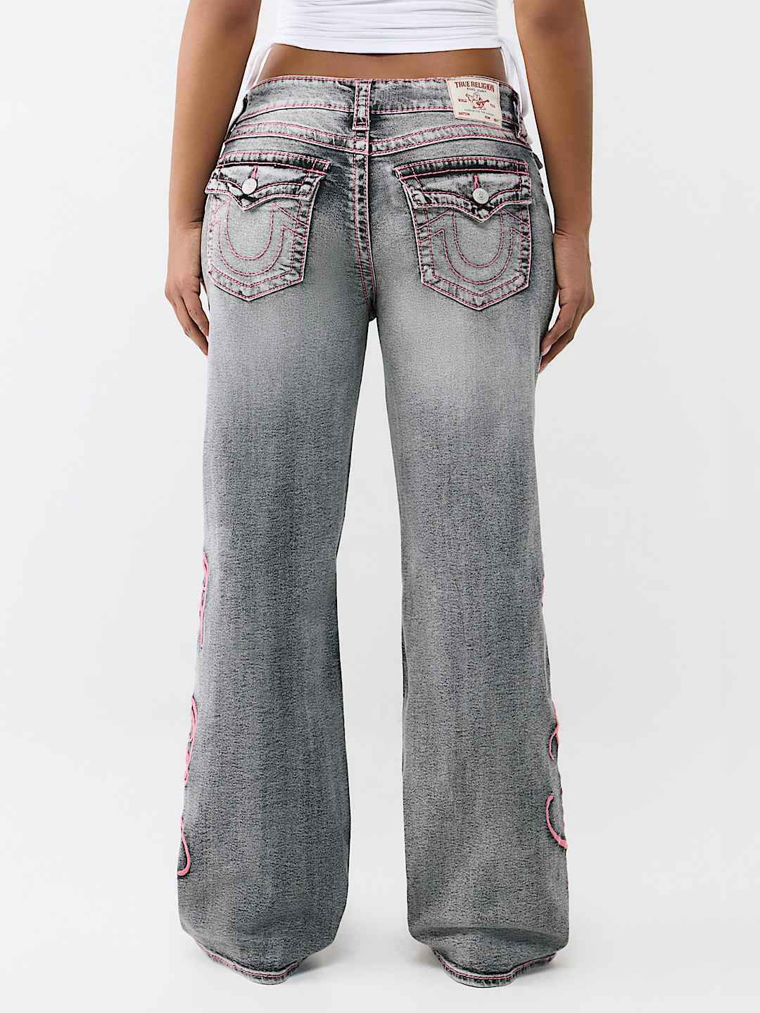 True Religion - Bobbi Mid Rise Big T Script Flap Baggy Jean