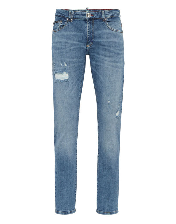 PHILIPP PLEIN - Destroyed Super Straight Cut Jeans