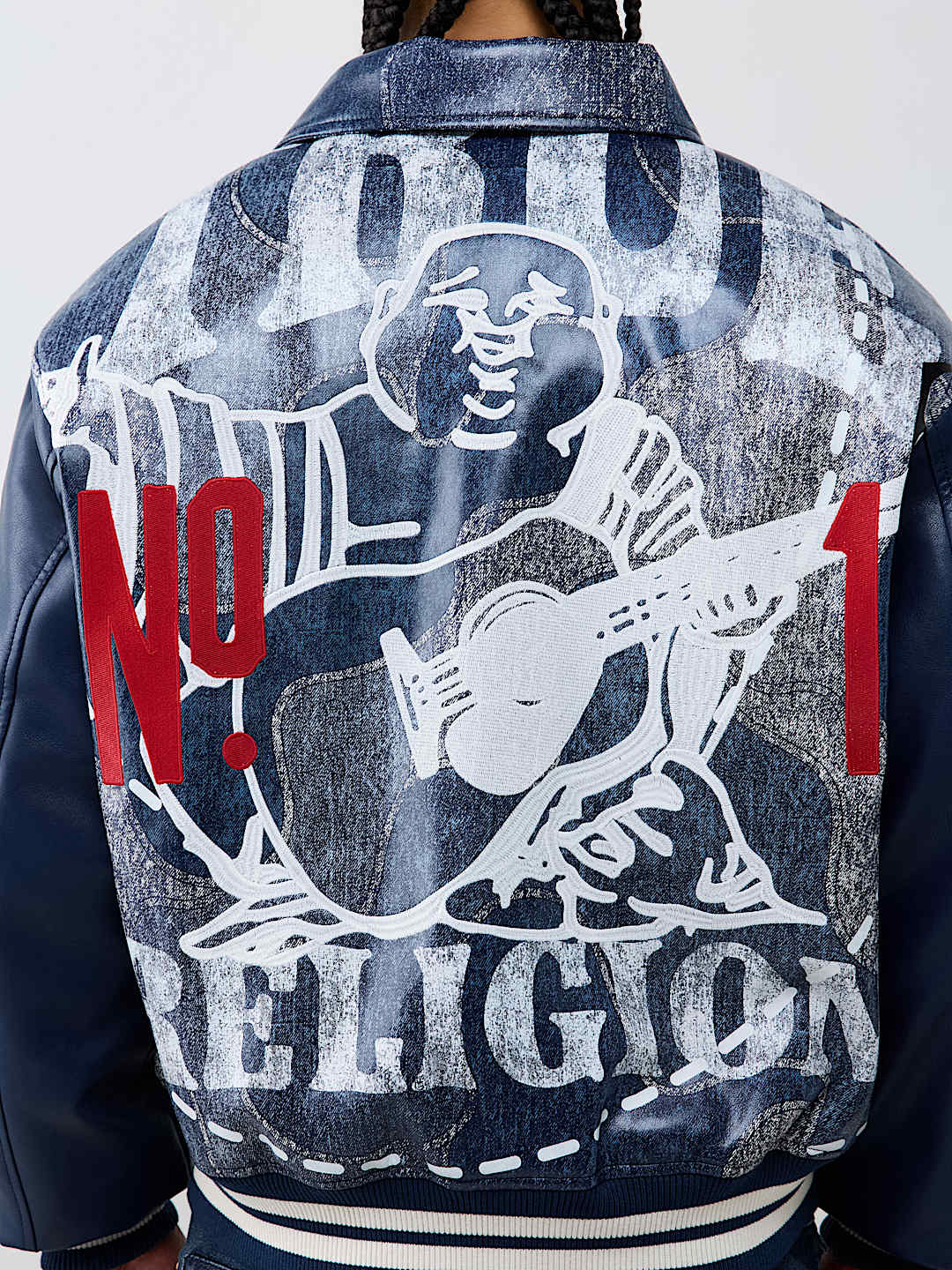 True Religion - No. 1 Logo Denim Print Bomber Jacket