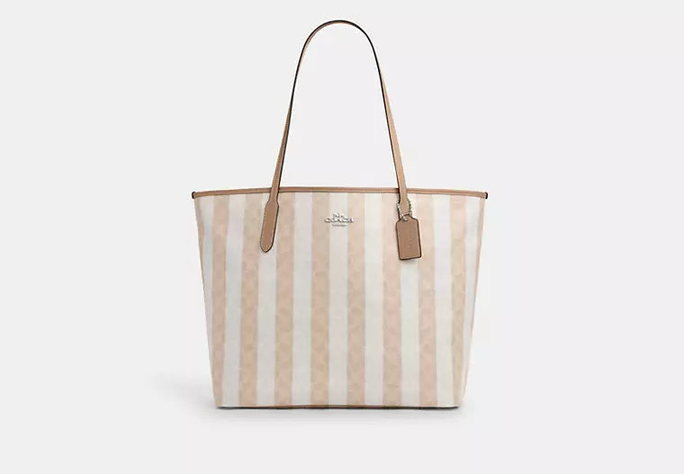 Coach - Large City Tote Bag In Signature Canvas With Stripe