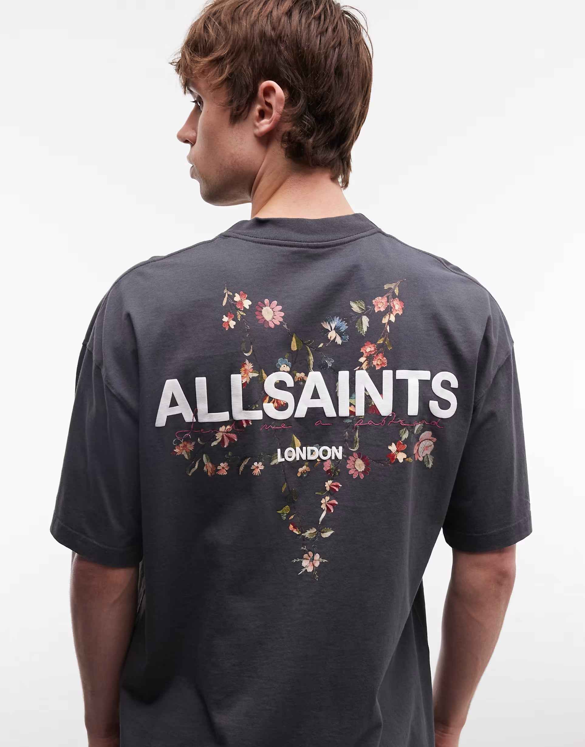 AllSaints - Pentacle short sleeve embroidered graphic logo t-shirt with back print