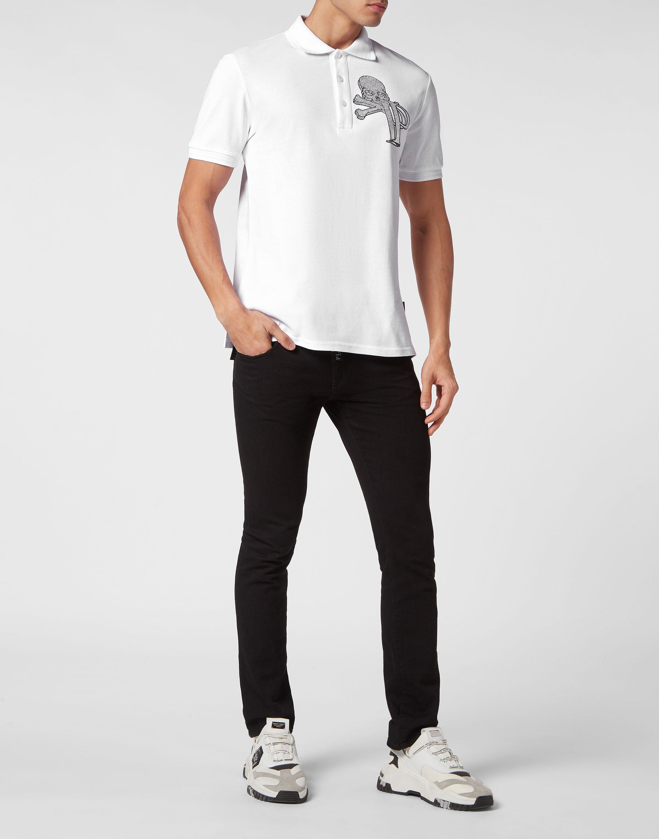 PHILIPP PLEIN - Piquet Polo with crystals Wire Frame