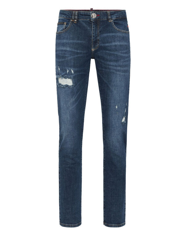 PHILIPP PLEIN - Destroyed Super Straight Cut Jeans