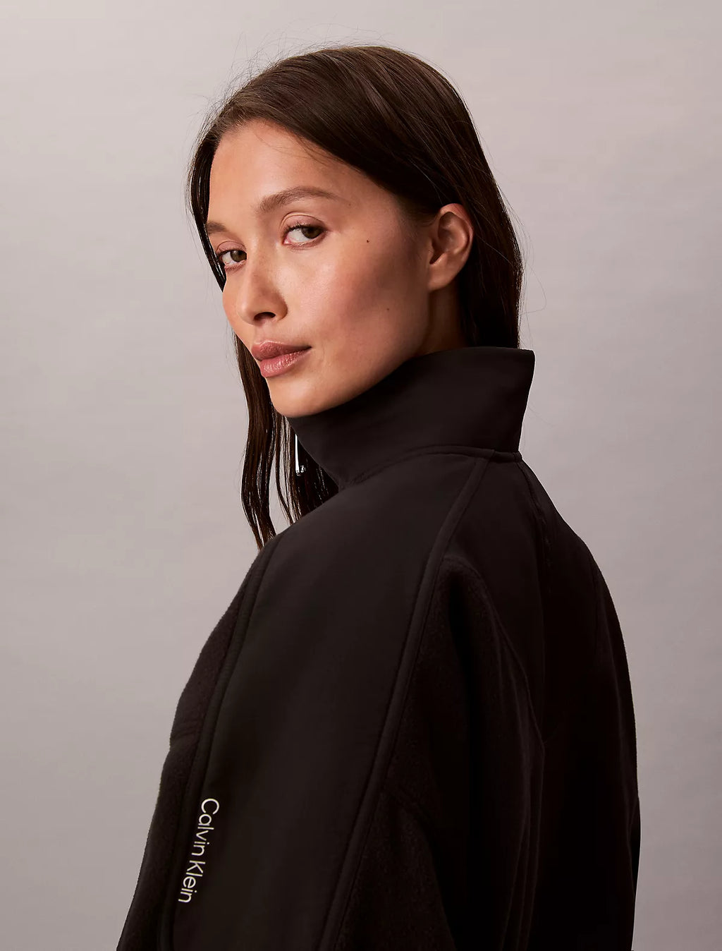 Calvin Klein - Mixed Media Fleece Quarter Zip Jacket