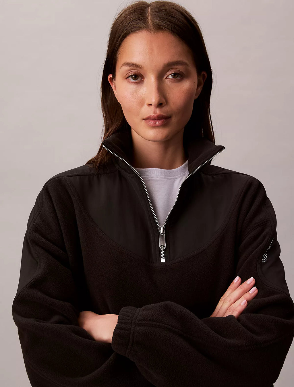 Calvin Klein - Mixed Media Fleece Quarter Zip Jacket