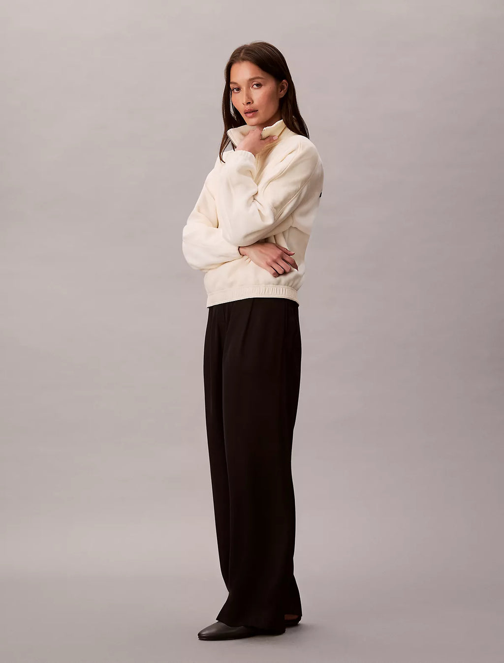 Calvin Klein - Mixed Media Fleece Quarter Zip Jacket