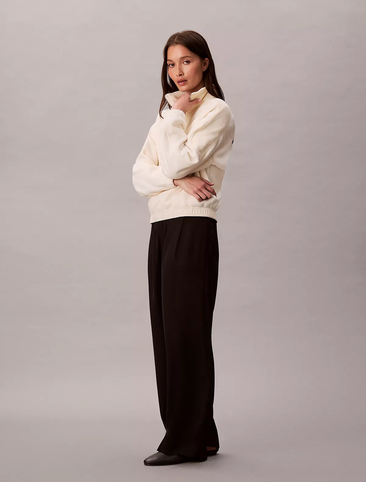 Calvin Klein - Mixed Media Fleece Quarter Zip Jacket