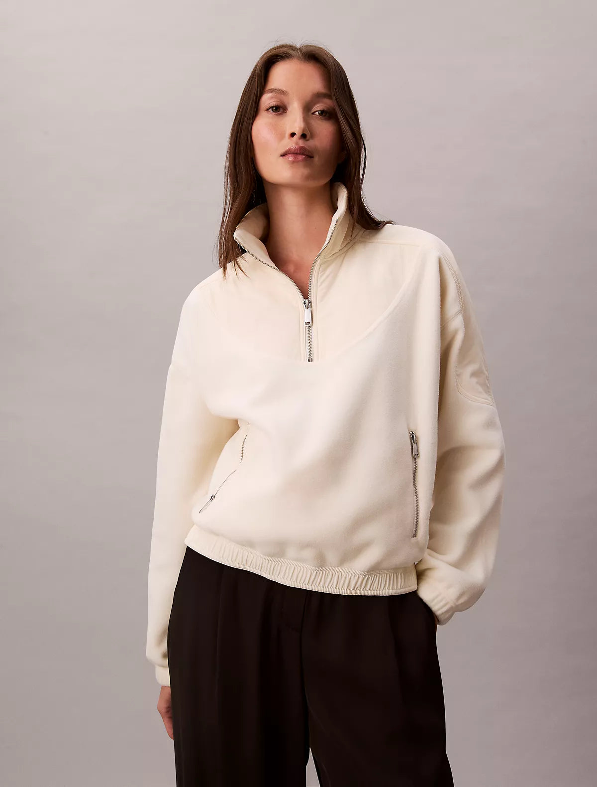 Calvin Klein - Mixed Media Fleece Quarter Zip Jacket