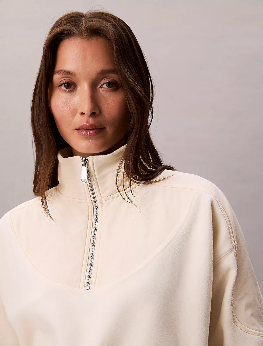 Calvin Klein - Mixed Media Fleece Quarter Zip Jacket