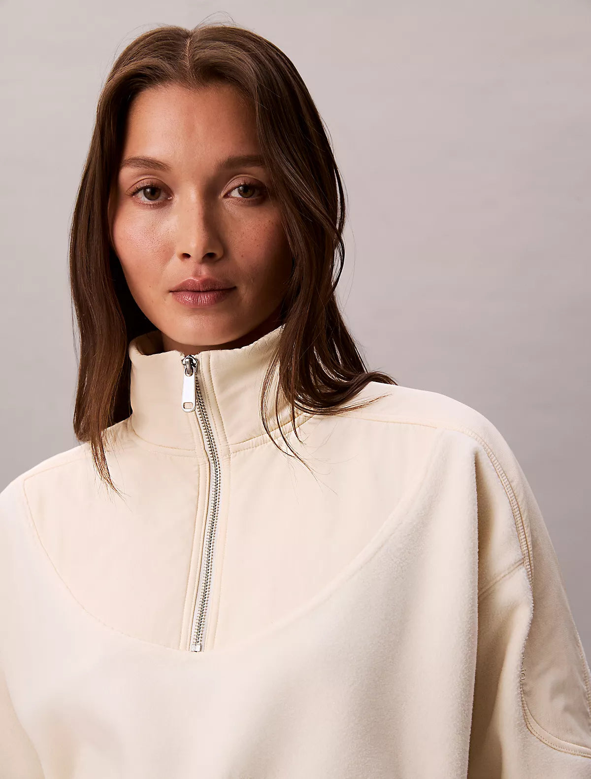 Calvin Klein - Mixed Media Fleece Quarter Zip Jacket