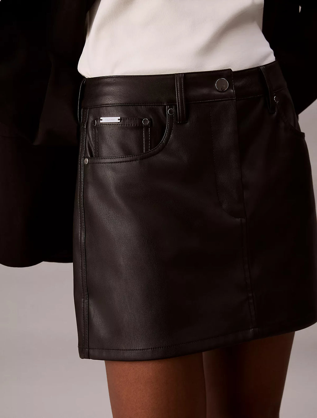 Calvin Klein - Faux Leather 5-Pocket Mini Skirt