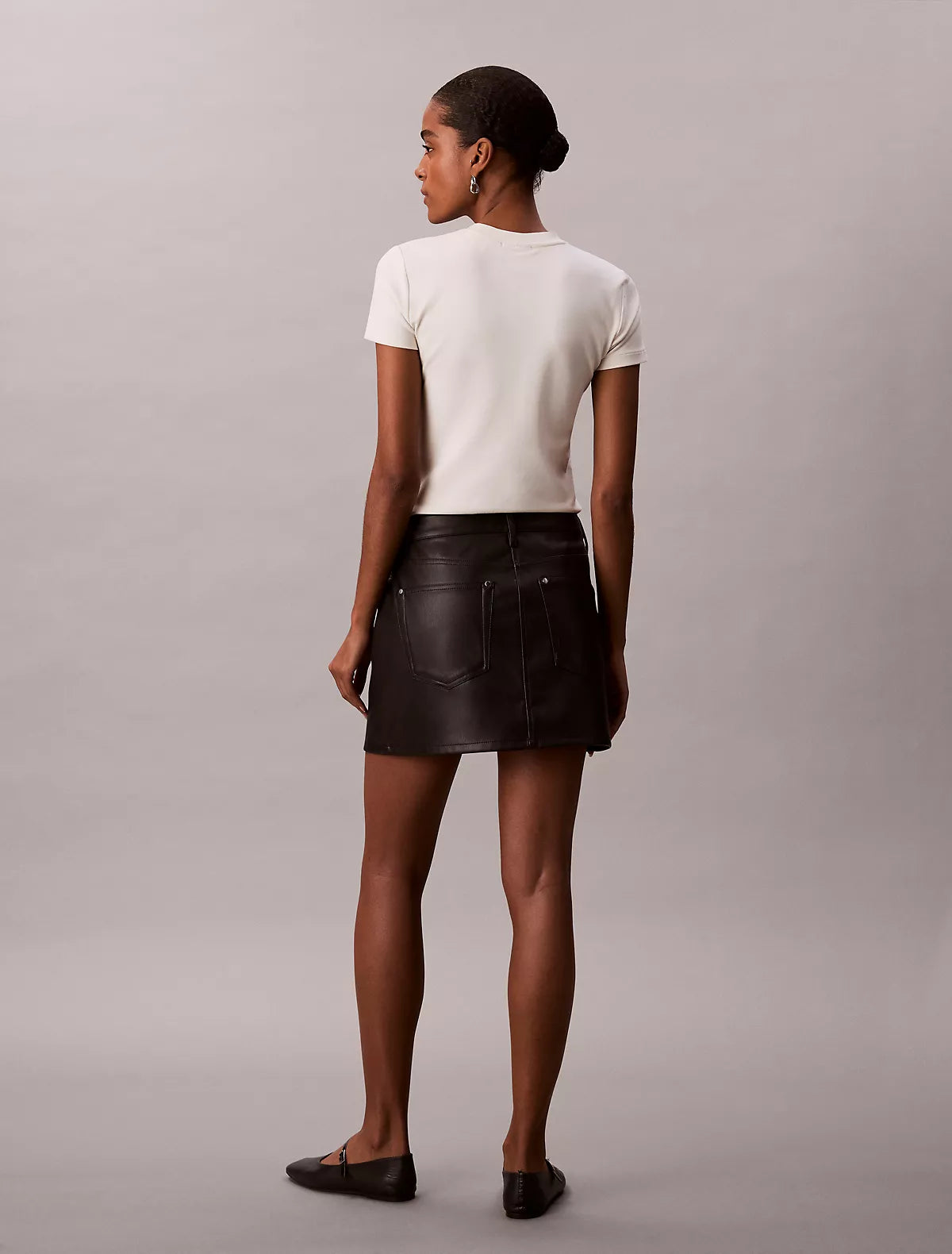 Calvin Klein - Faux Leather 5-Pocket Mini Skirt