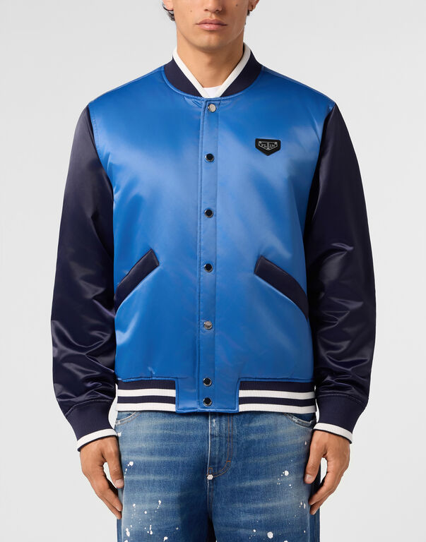 PHILIPP PLEIN - Satin College Bomber Plein Logo