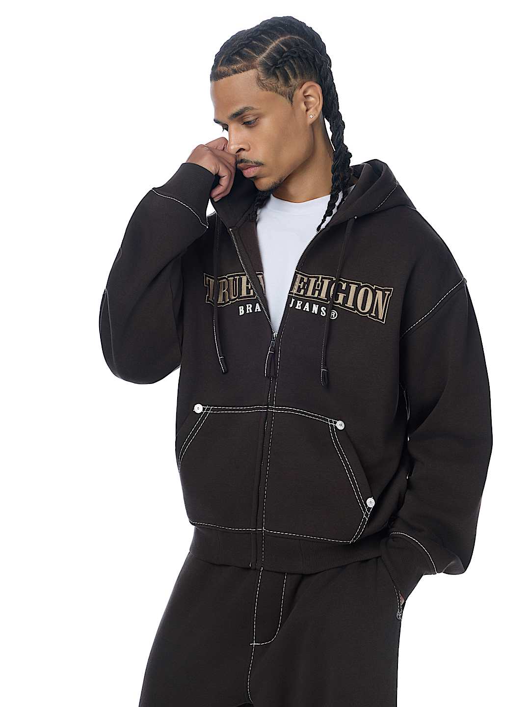 True Religion - Big T World Tour Boxy Zip Hoodie