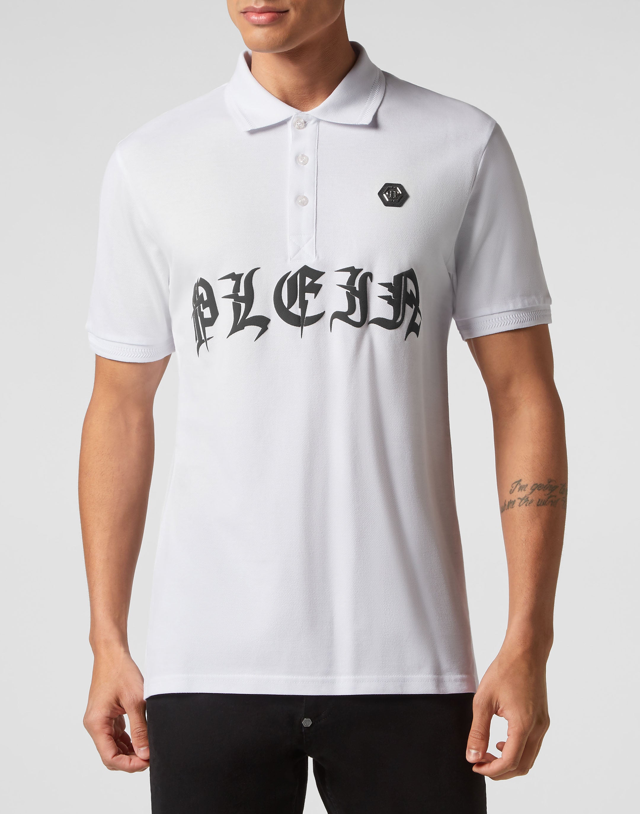 PHILIPP PLEIN - Slim Fit Piquet Polo Shirt SS Gothic Plein