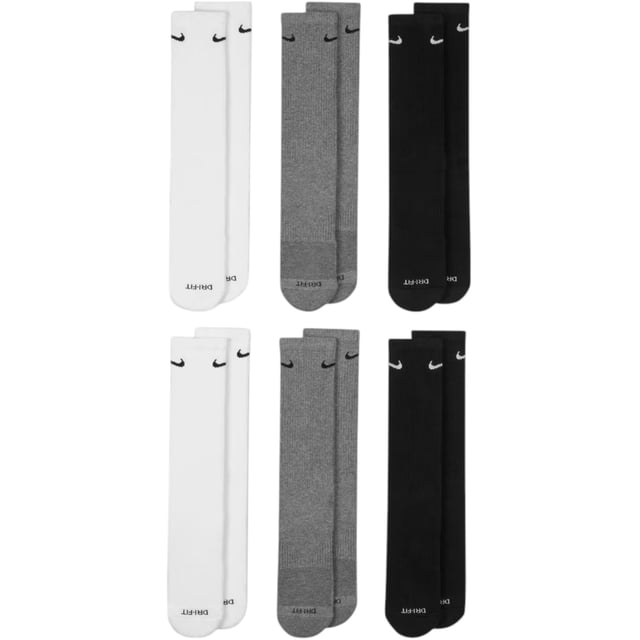 Nike - Nike Everyday Plus Cushioned Training Crew Socks (6 Pairs) Black