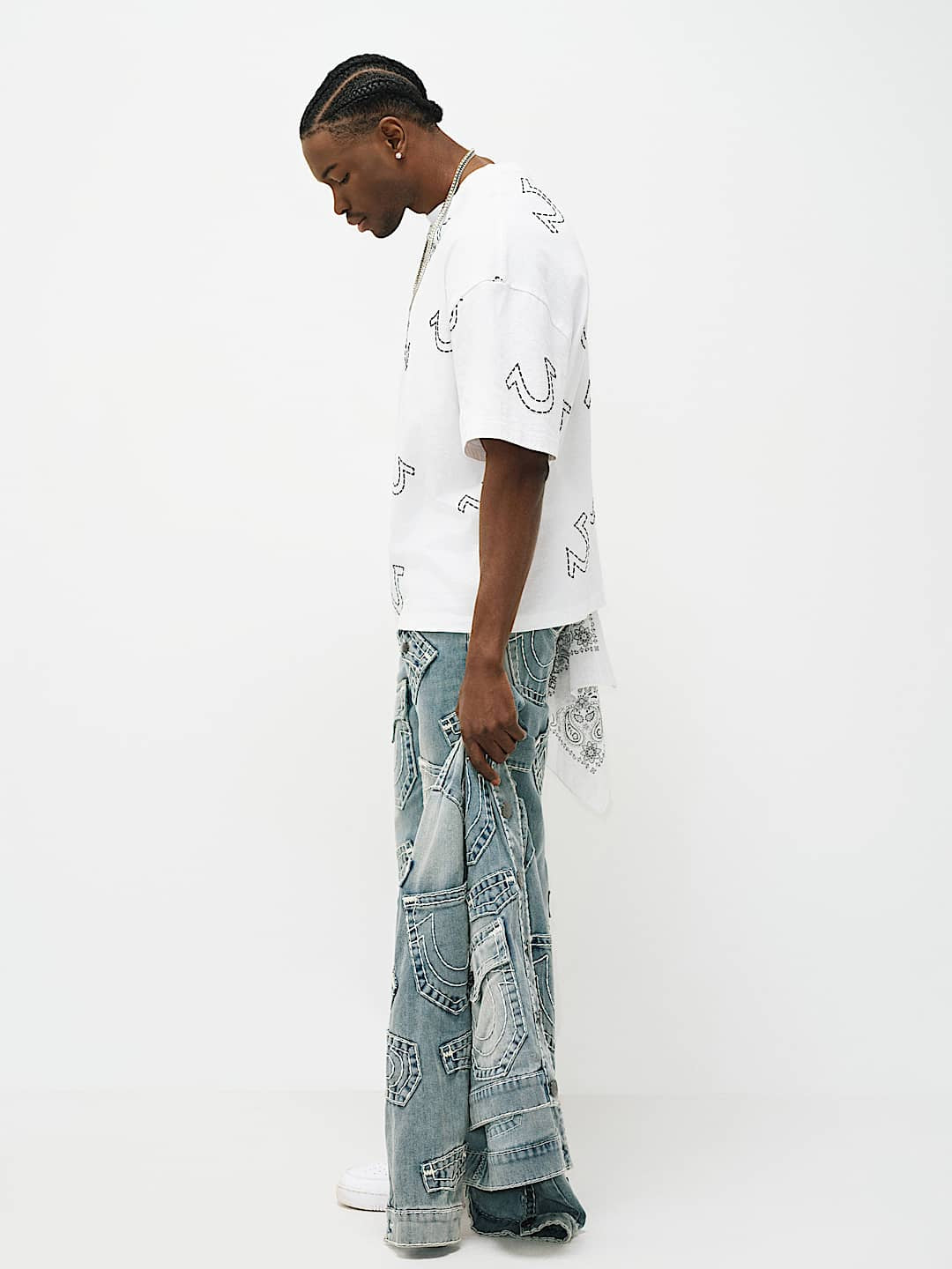 True Religion - Horseshoe Print Logo Heavyweight Oversized Tee