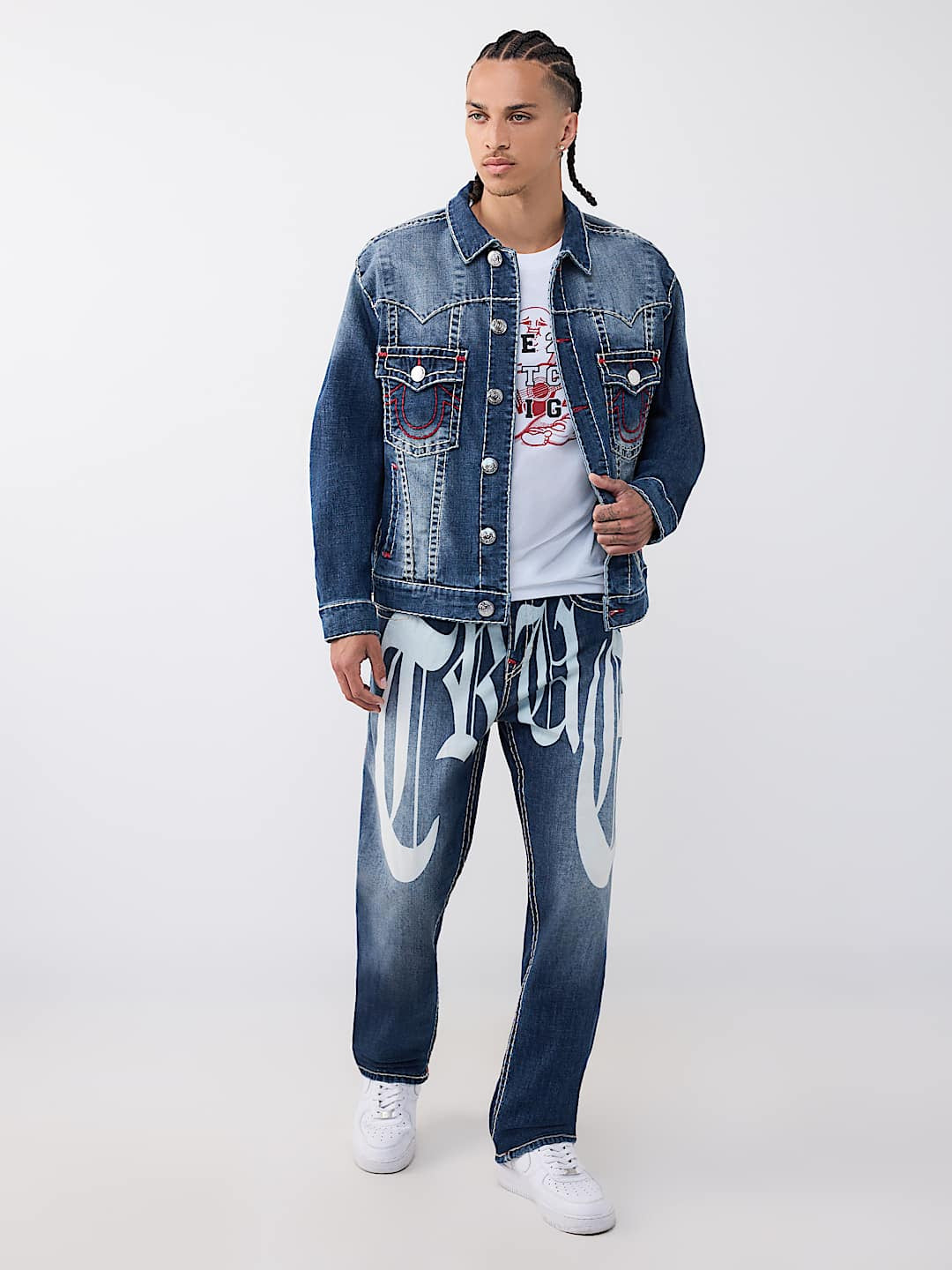 True Religion - Bobby Super T Graphic Flap Baggy Jean 32