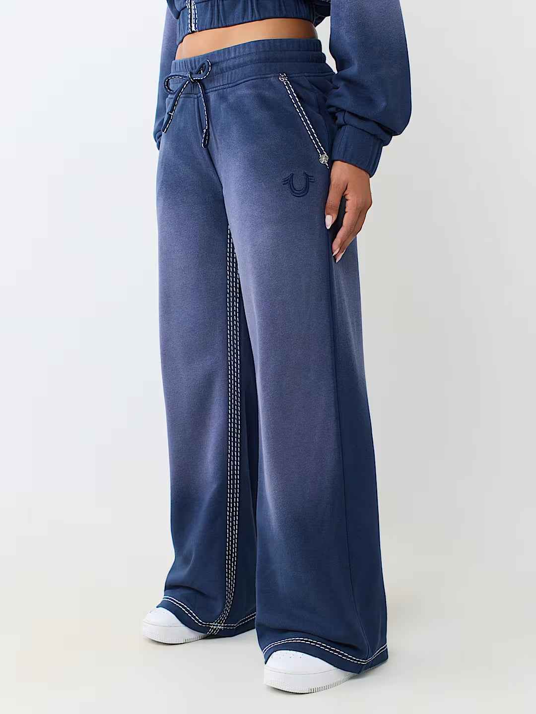 True Religion - Low Rise Super T Stitch Washed Straight Leg Pant