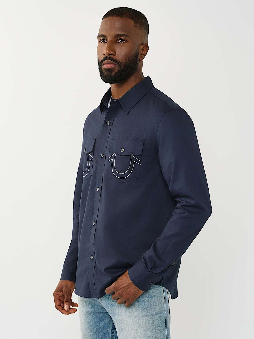 True Religion - Arched Logo Cotton Twill Shirt