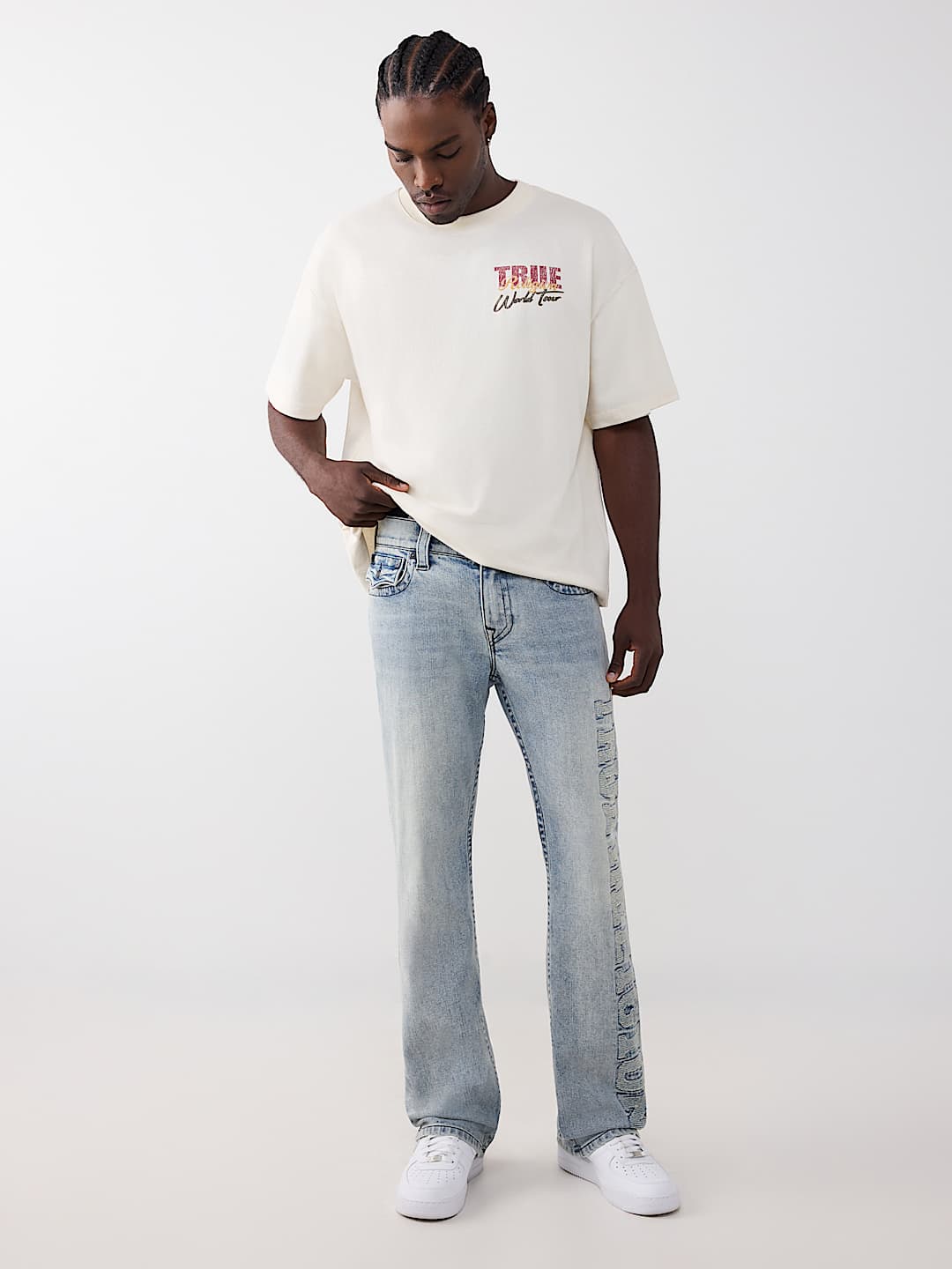 True Religion - Billy Mended Logo Flap Bootcut Jean 34"