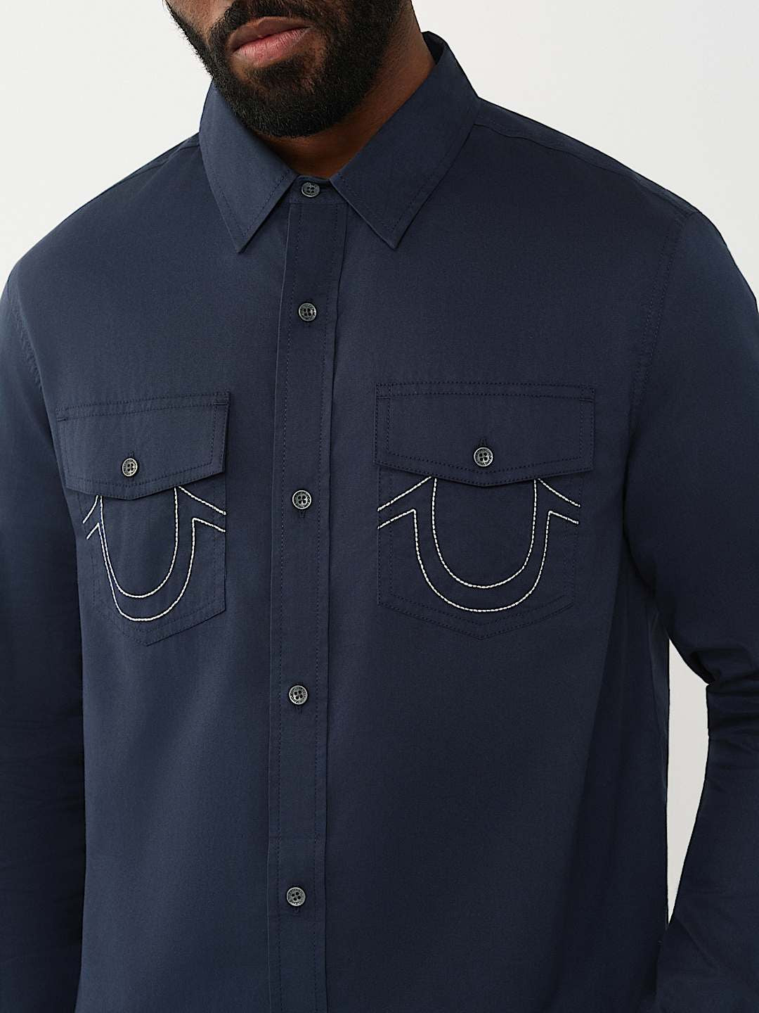 True Religion - Arched Logo Cotton Twill Shirt