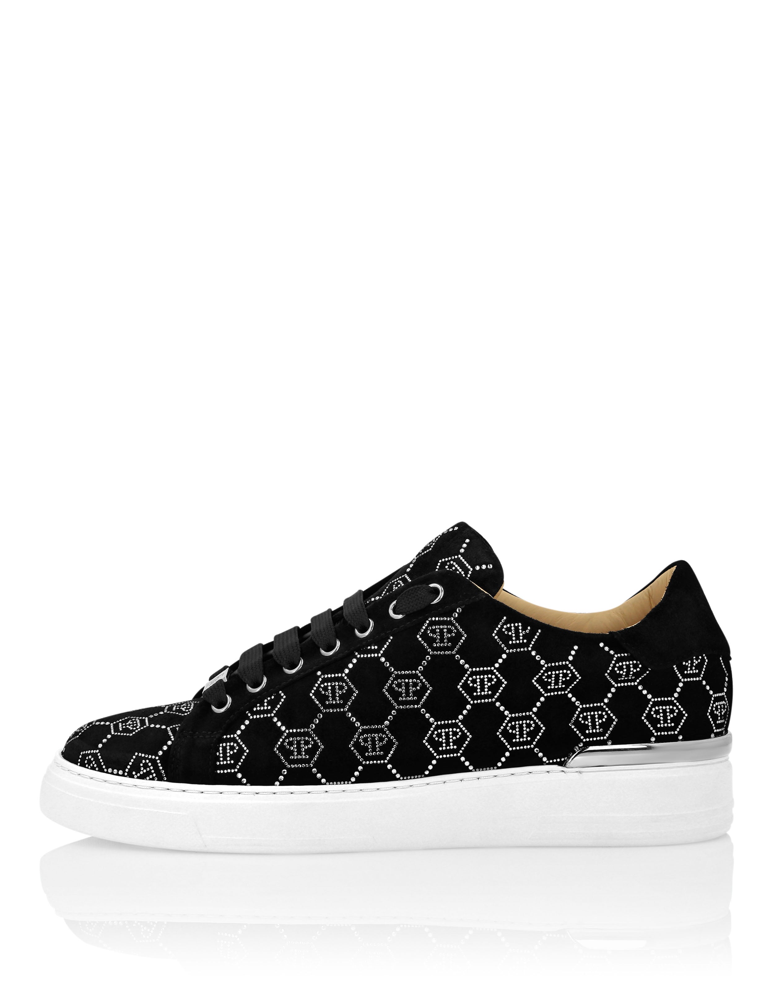 PHILIPP PLEIN  - Nappa Leather Lo-Top Sneakers Strass Monogram