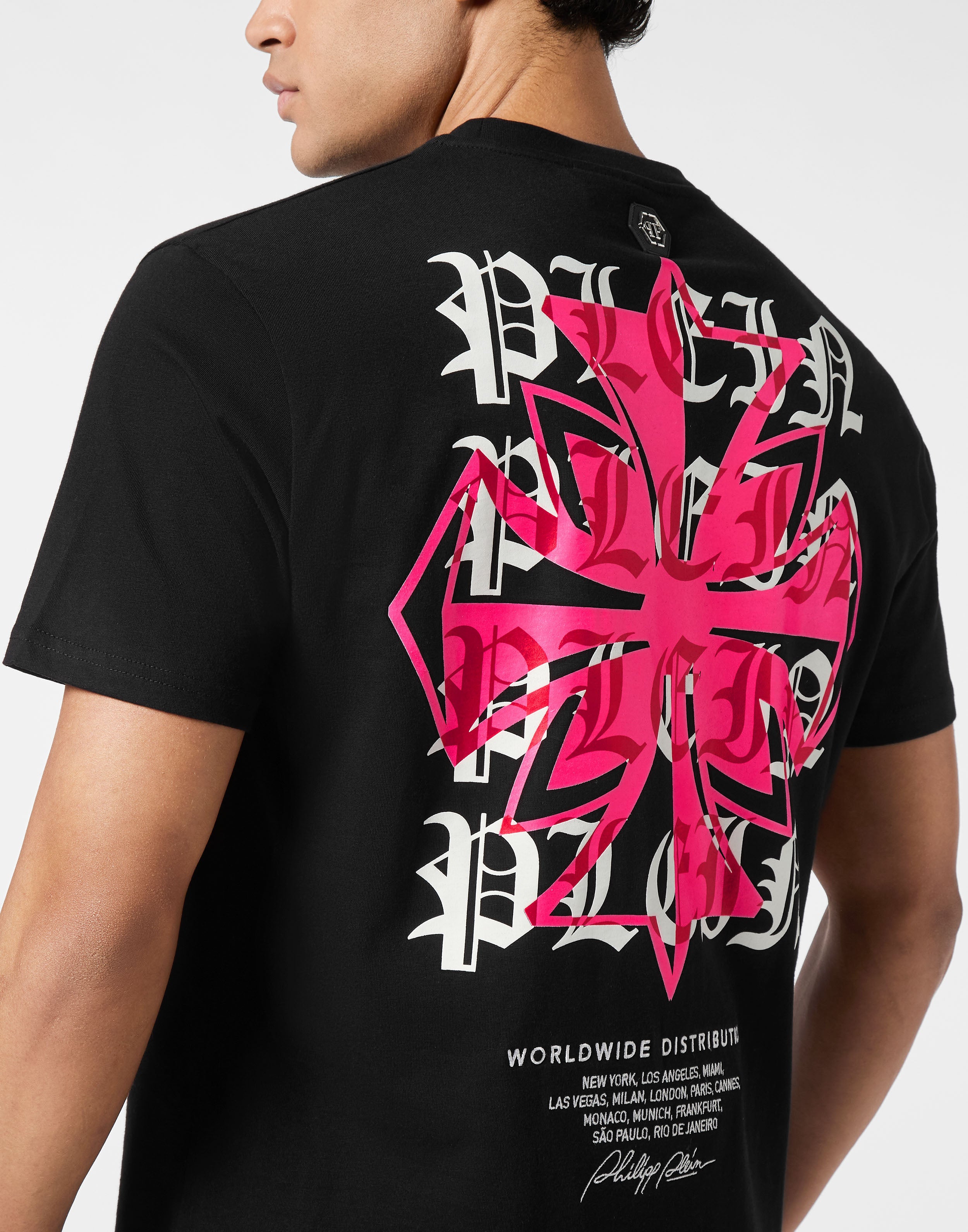 PHILIPP PLEIN - Round Neck T-Shirt Worldwide Puffy Crest