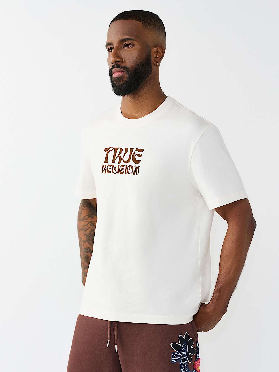 True Religion - Wavy Logo Buddha Face Graphic Tee