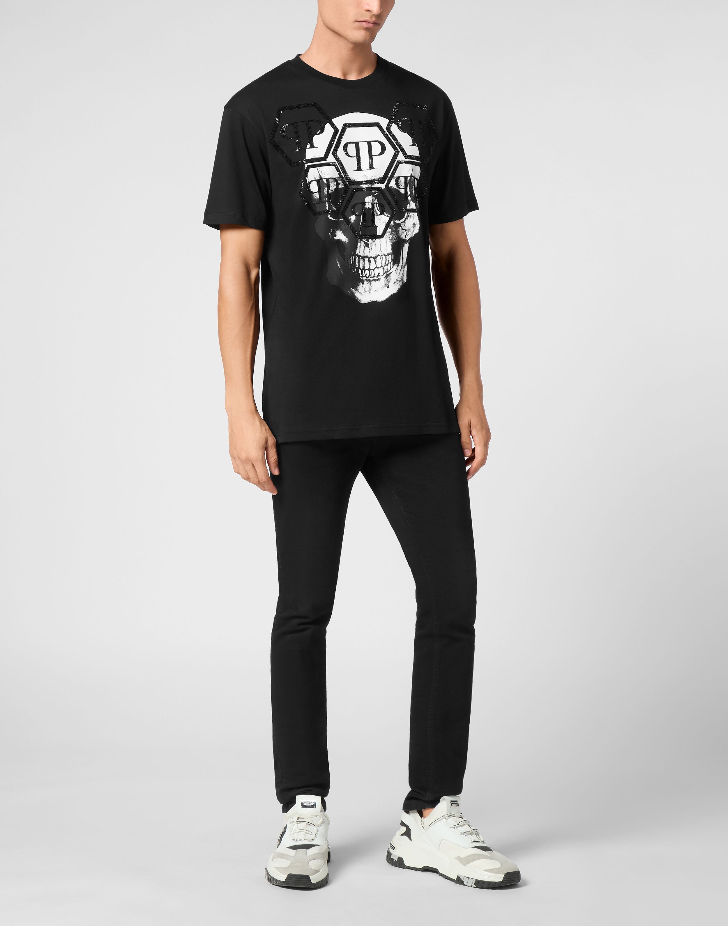 PHILIPP PLEIN - T-shirt Round Neck SS Stones Skull