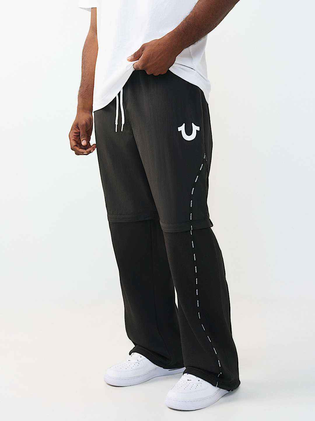 True Religion - Nylon Fleece Zip-Off Sweatpant