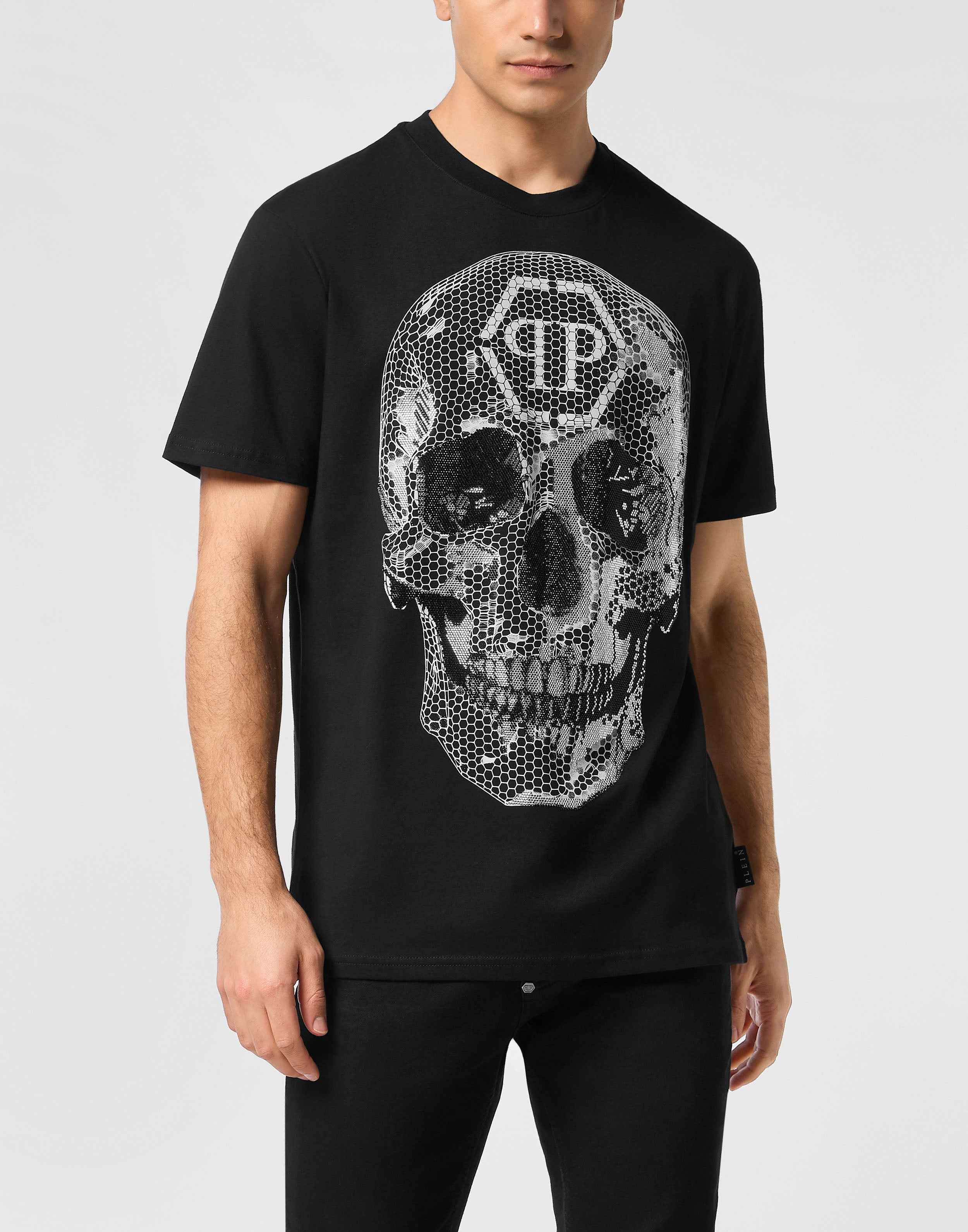 PHILIPP PLEIN - Round Neck T-Shirt Skull Strass