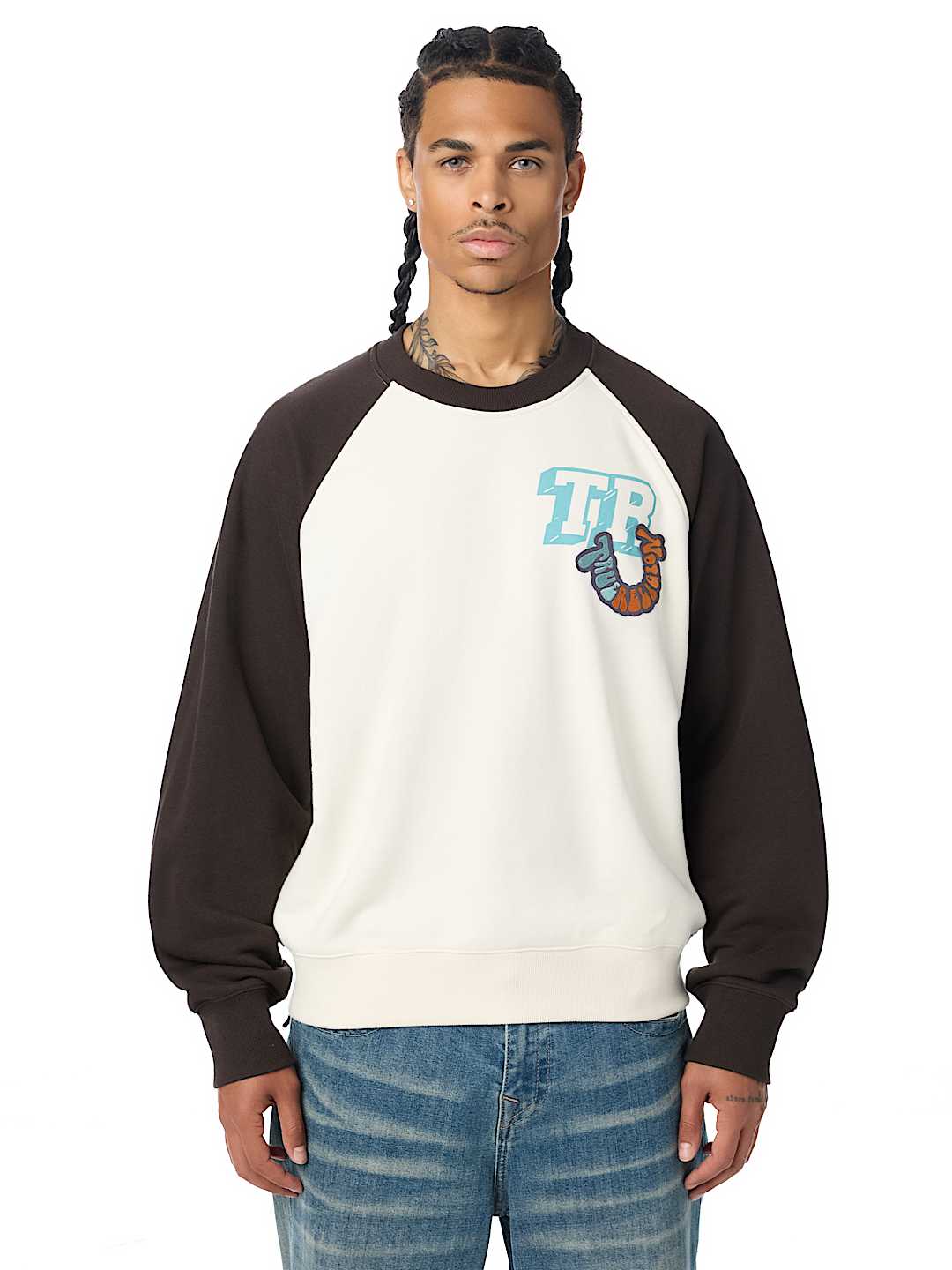 True Religion - Multi-Logo Raglan Crewneck Sweatshirt