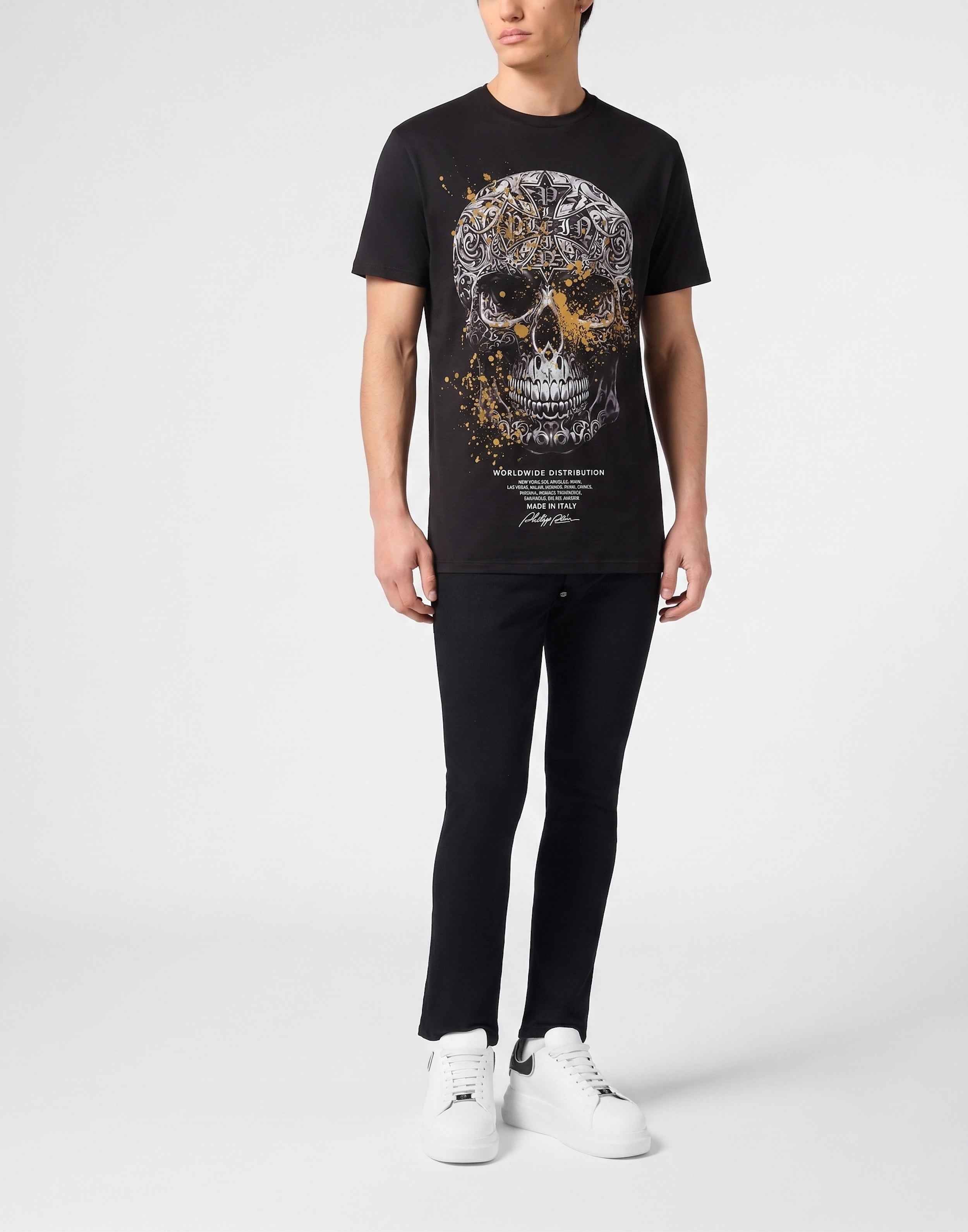 PHILIPP PLEIN - Jersey T-Shirt Plein Skull Baroque Dots