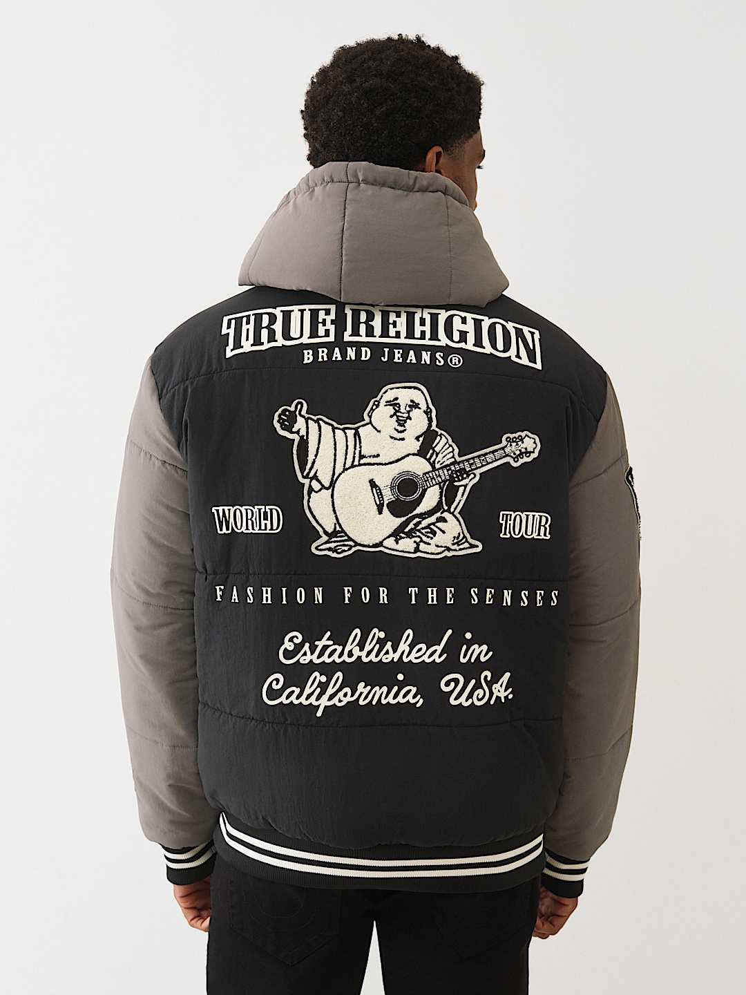 True Religion - Hooded Puffer Varsity Jacket