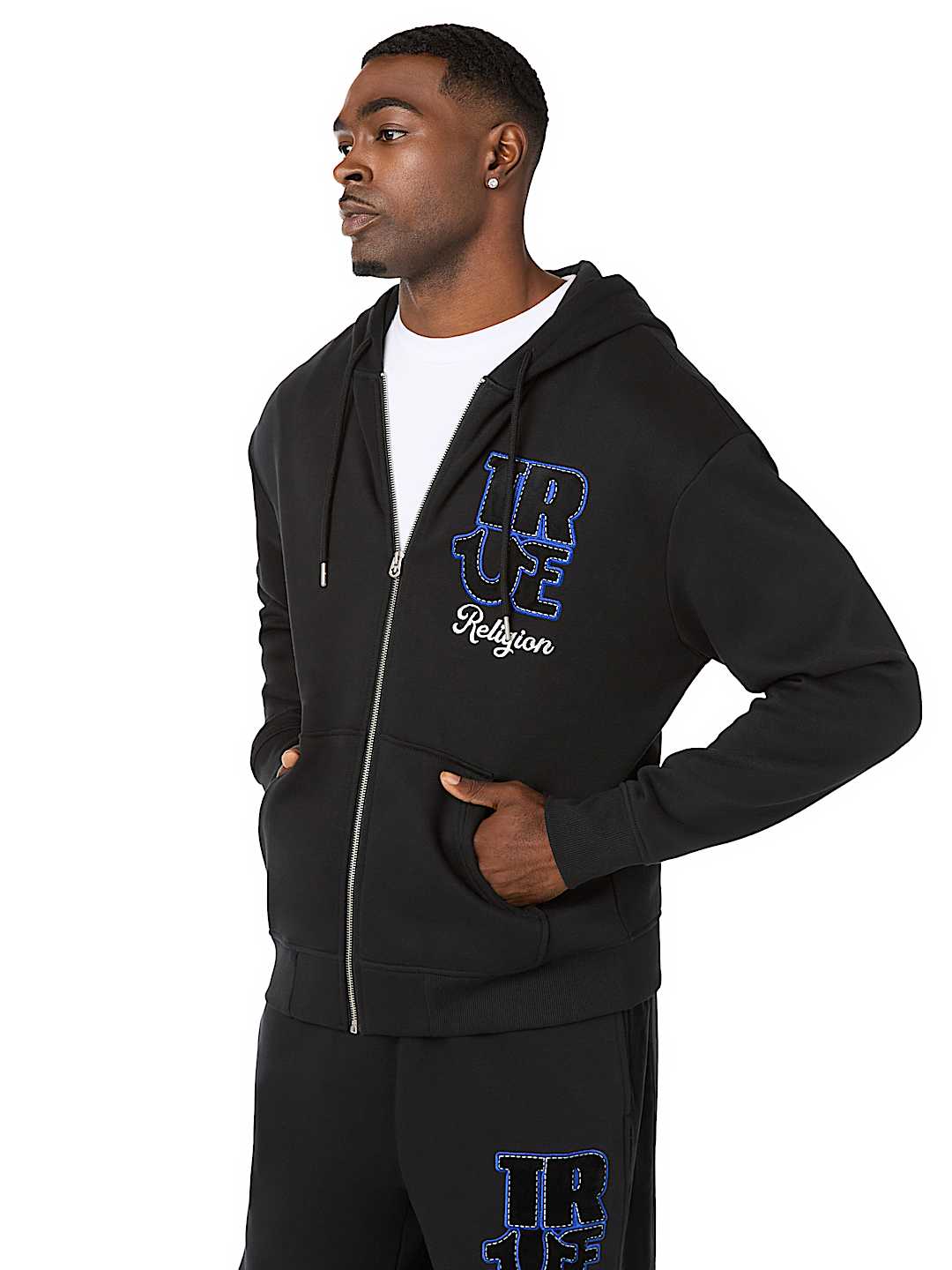 True Religion - Velour Logo Zip Hoodie